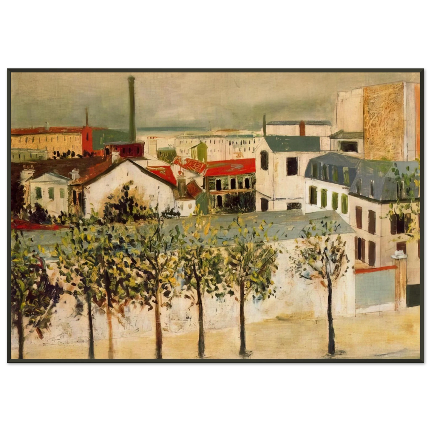 Maurice Utrillo PARIS SUBURBS Framed Art Print - Aluminum Frame - 21x29.7 cm / 8x12"