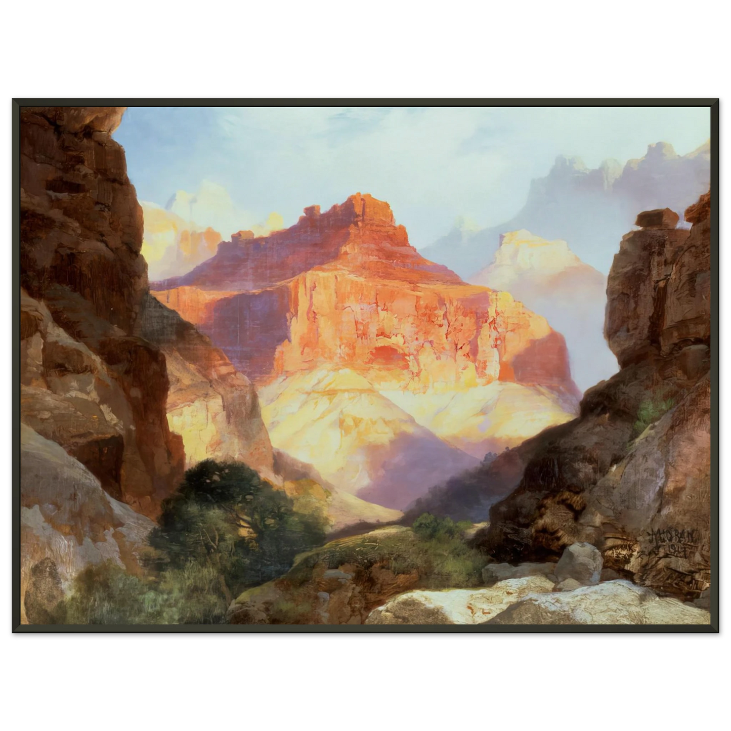 Thomas Moran Under the Red Wall Framed Art Print - Aluminum Frame - 40x50 cm / 16x20 inches