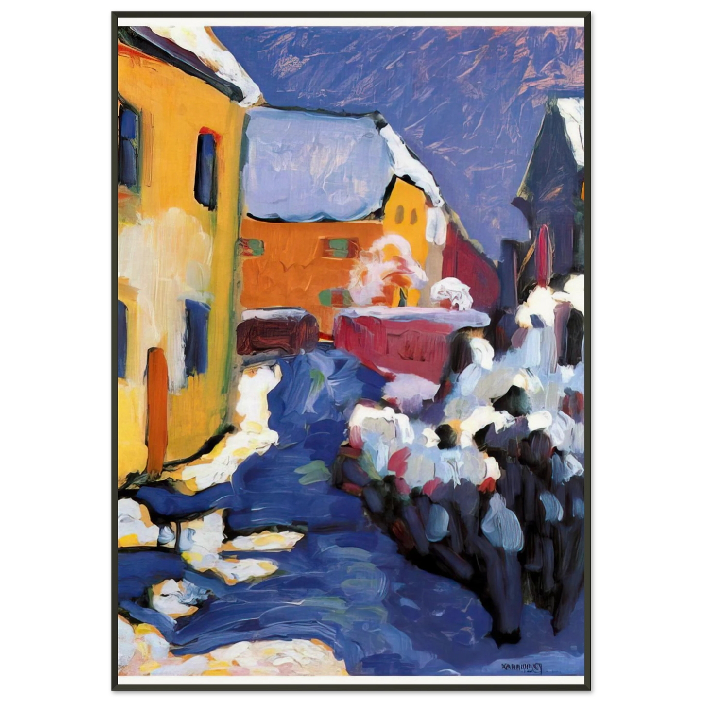 Wassily Kandinsky  CEMETERY AND VICARAGE IN KOCHEL 1909 Framed Art Print  - Aluminum Frame - 21x29.7 cm / 8x12"