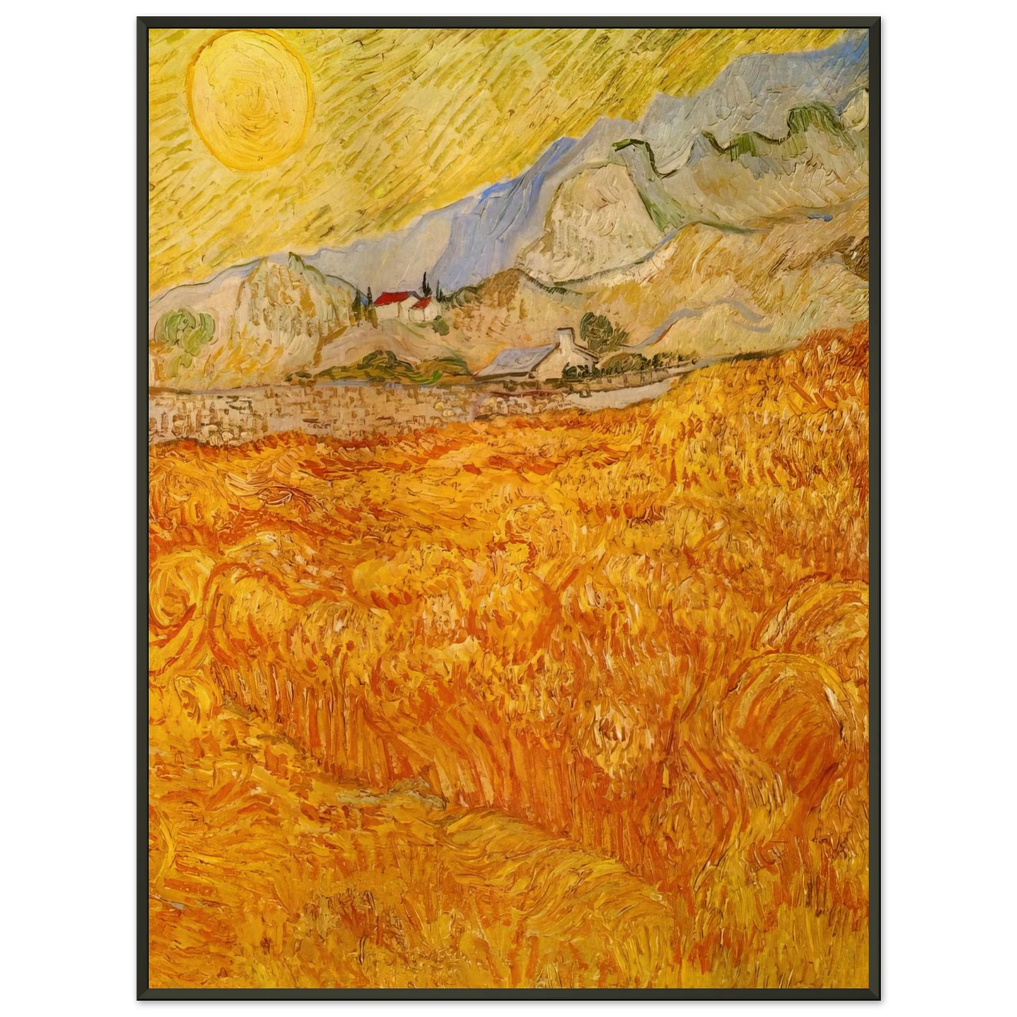 Vincent van Gogh Wheat Field behind Saint Paul Hospital with a Reaper Framed Art Print - Aluminum Frame - 40x50 cm / 16x20 inches