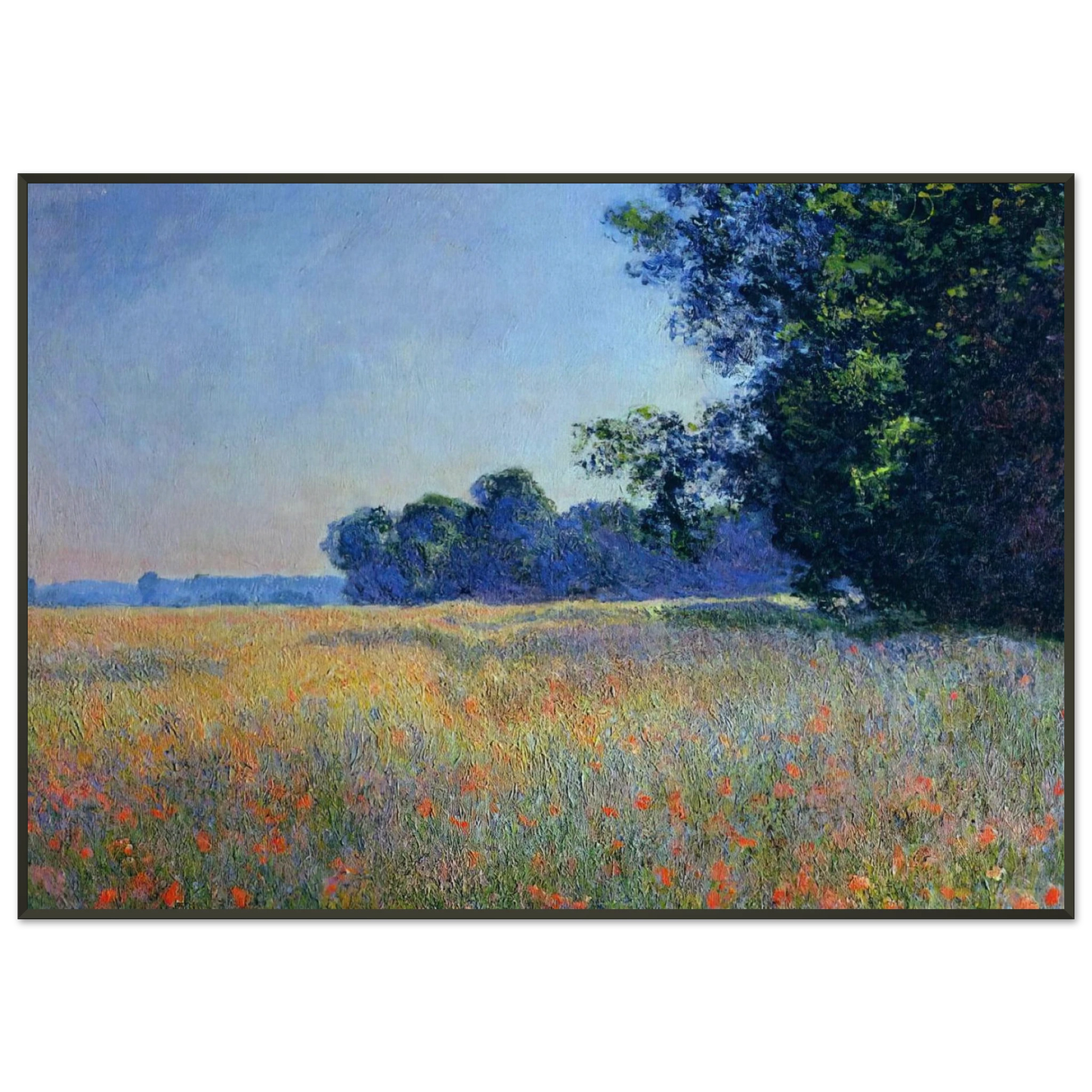 claude monet  Oat and Poppy Field Giverny Framed Art Print  - Aluminum Frame - 21x29.7 cm / 8x12"