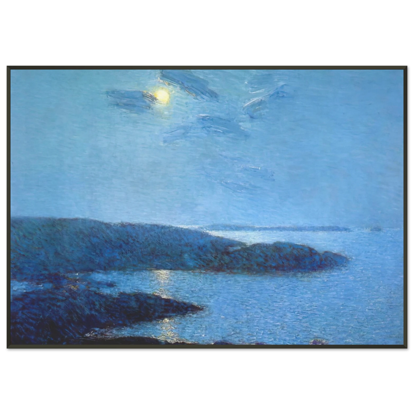 Childe Hassam Moonlight Framed Art Print - Aluminum Frame - 21x29.7 cm / 8x12"