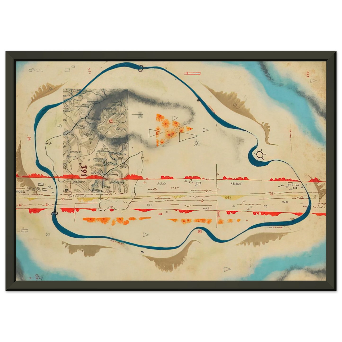 Bruno Munari Cosmic Map 1930 Framed Art Print - Aluminum Frame - 40x50 cm / 16x20 inches
