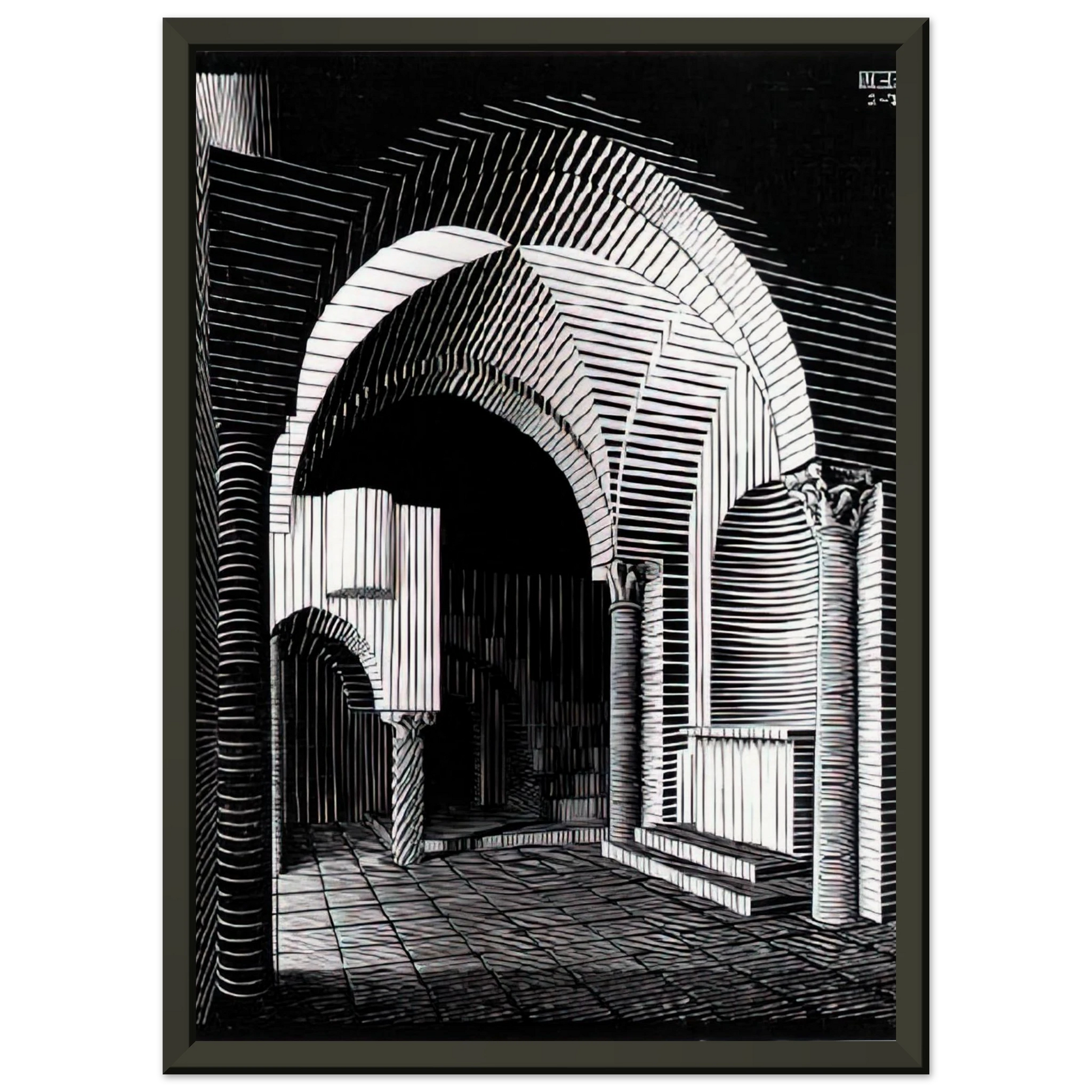 MC Escher  PORTA MARIA DELL OSPIDALE Framed Art Print  - Aluminum Frame - 40x50 cm / 16x20 inches