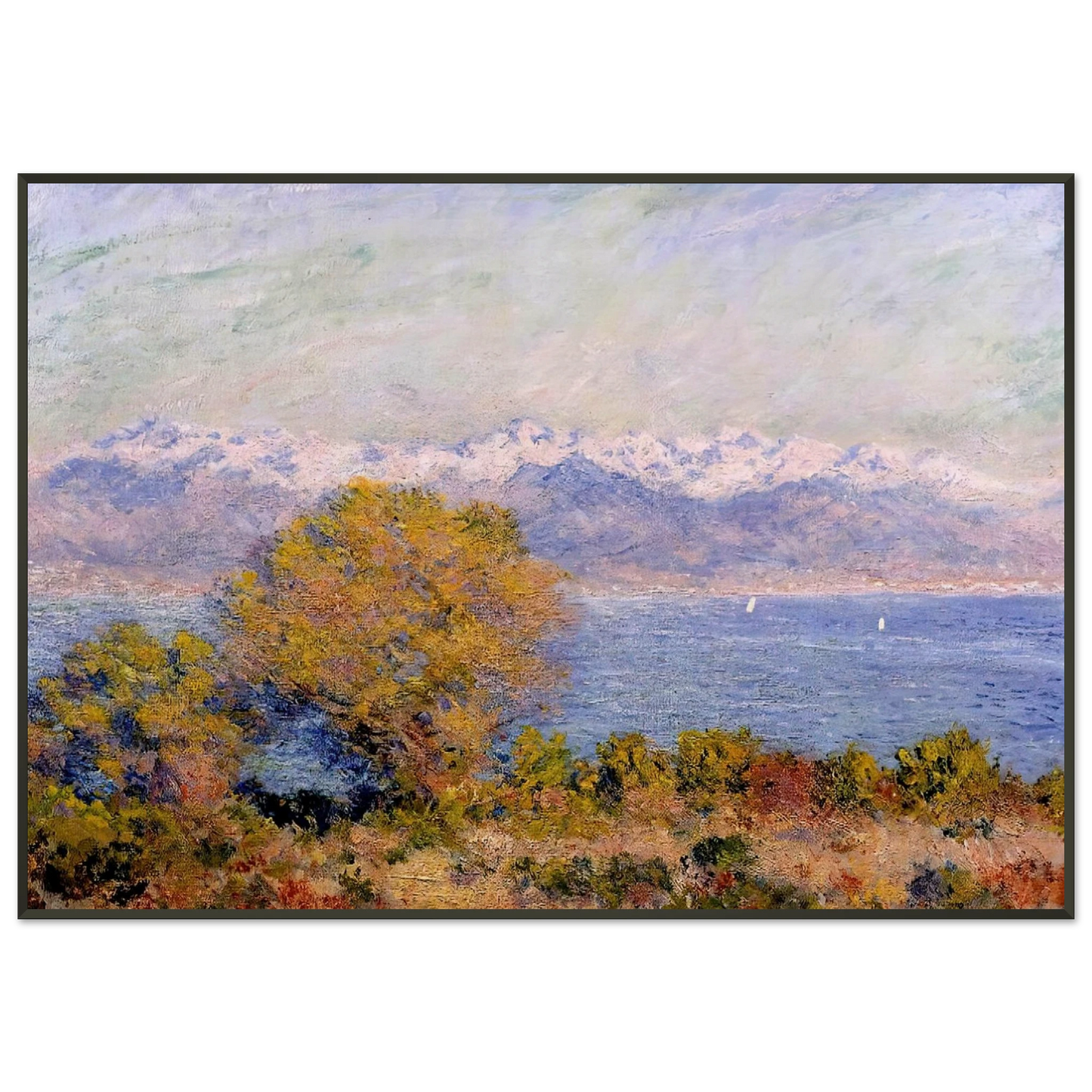 claude monet  The Alps Seen from Cap dAntibes Framed Art Print  - Aluminum Frame - 21x29.7 cm / 8x12"