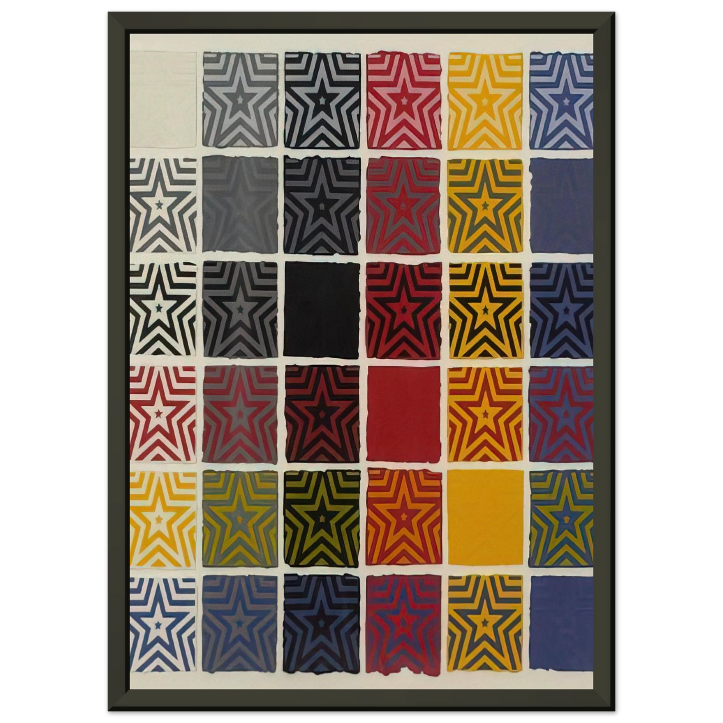 Sol LeWitt Stars 5 Pointed Framed Art Print - Aluminum Frame - 40x50 cm / 16x20 inches