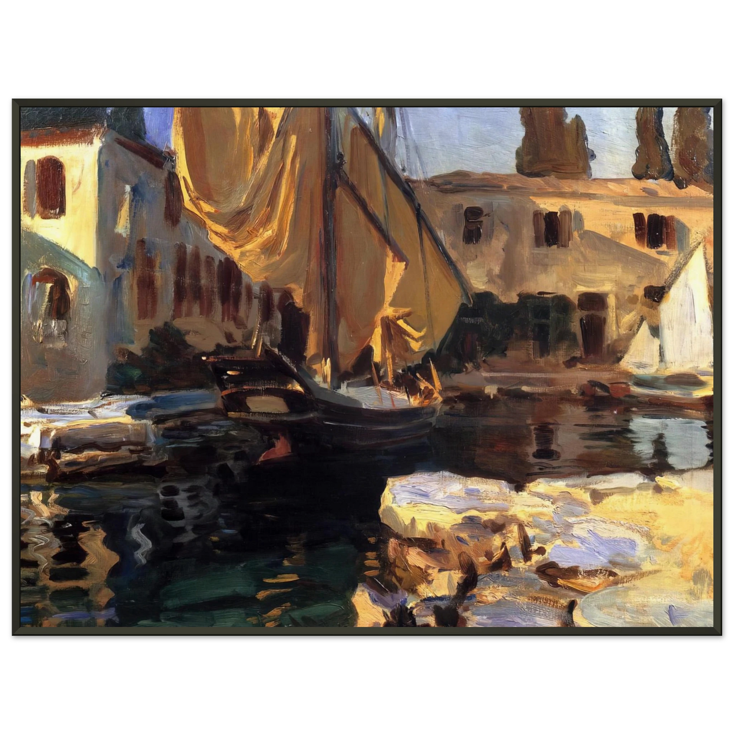 John Singer Sargent San Vigilio A Boat with Golden Sail Framed Art Print - Aluminum Frame - 40x50 cm / 16x20 inches