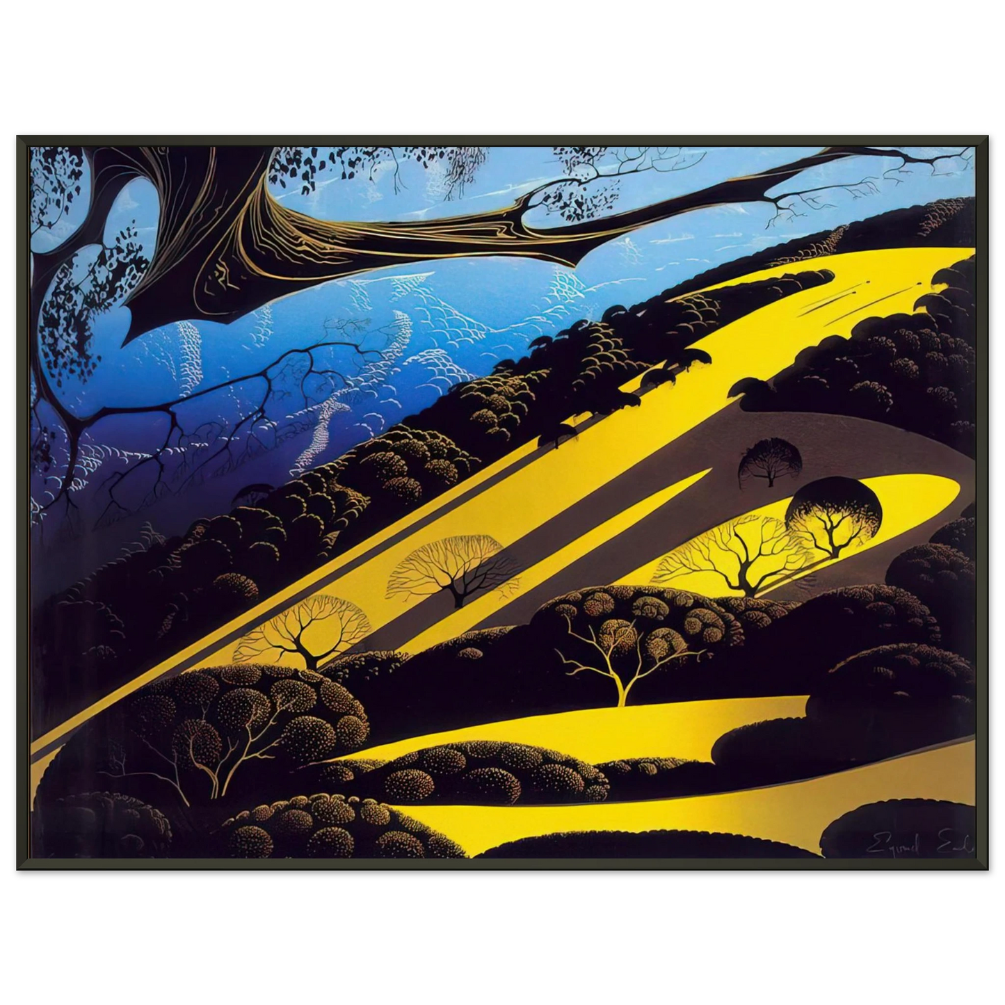 Eyvind Earle  Gaviota Pass Framed Art Print  - Aluminum Frame - 40x50 cm / 16x20 inches