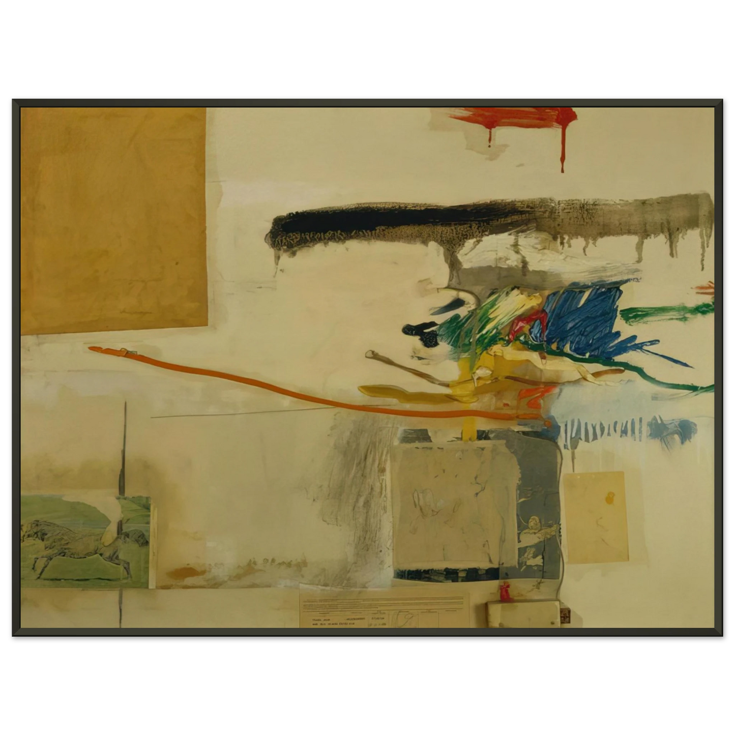 Robert Rauschenberg UNTITLED FORMERLY TITLED COLLAGE WITH HORSE 1957 Framed Art Print - Aluminum Frame - 40x50 cm / 16x20 inches