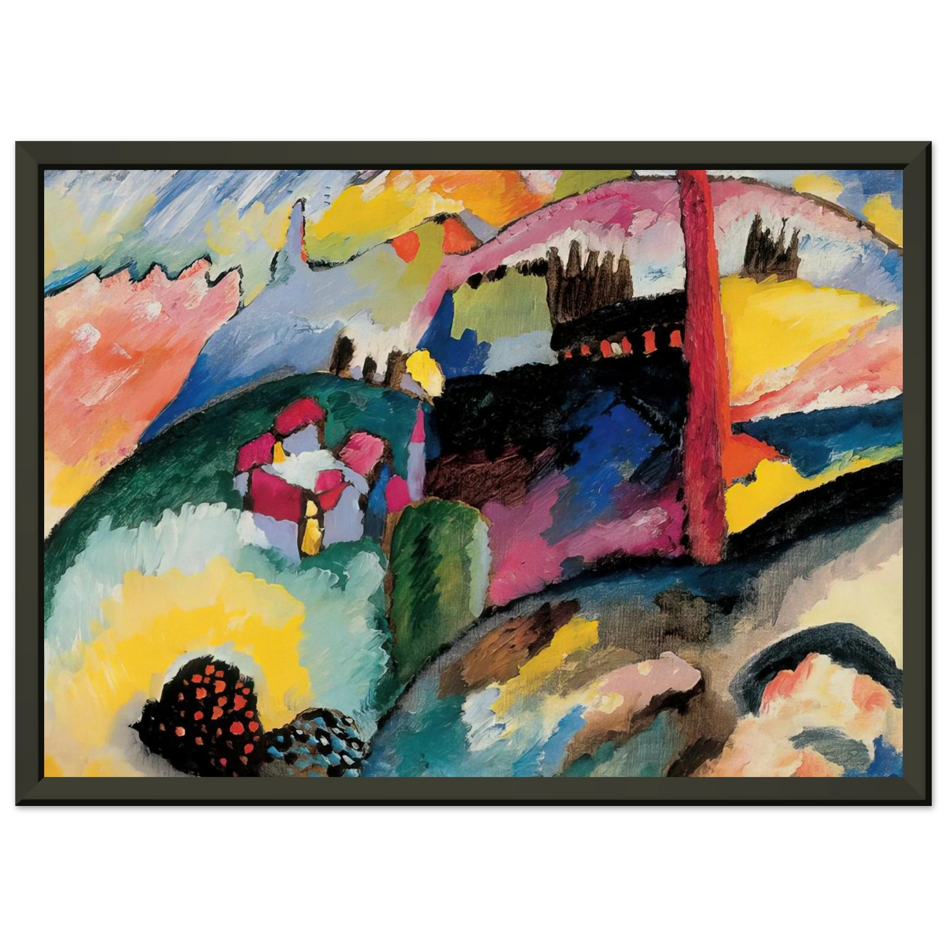 Wassily Kandinsky  LANDSCAPE WITH FACTORY CHIMNEY 1910 Framed Art Print  - Aluminum Frame - 60x80 cm / 24x32 inches