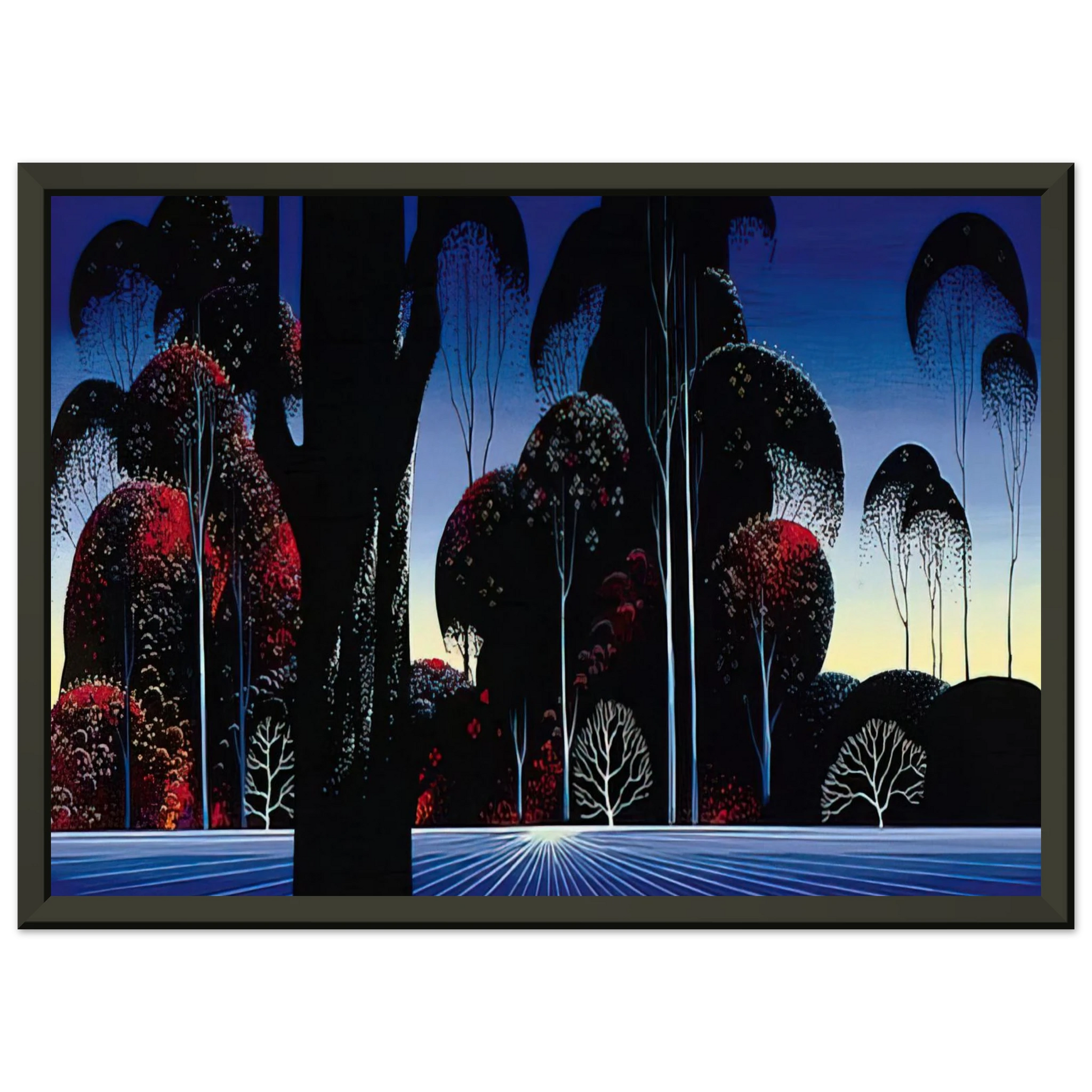 Eyvind Earle  Dark Silence Framed Art Print  - Aluminum Frame - 70x100 cm / 28x40 inches