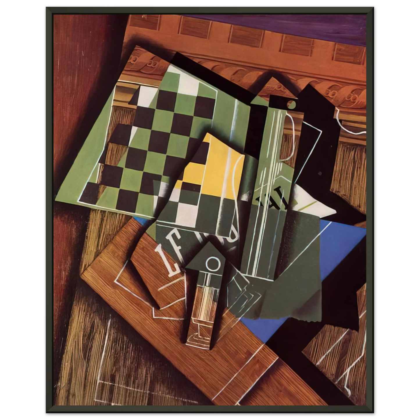 Juan Gris THE CHECKERBOARD 1915 Framed Art Print - Aluminum Frame - 40x50 cm / 16x20 inches