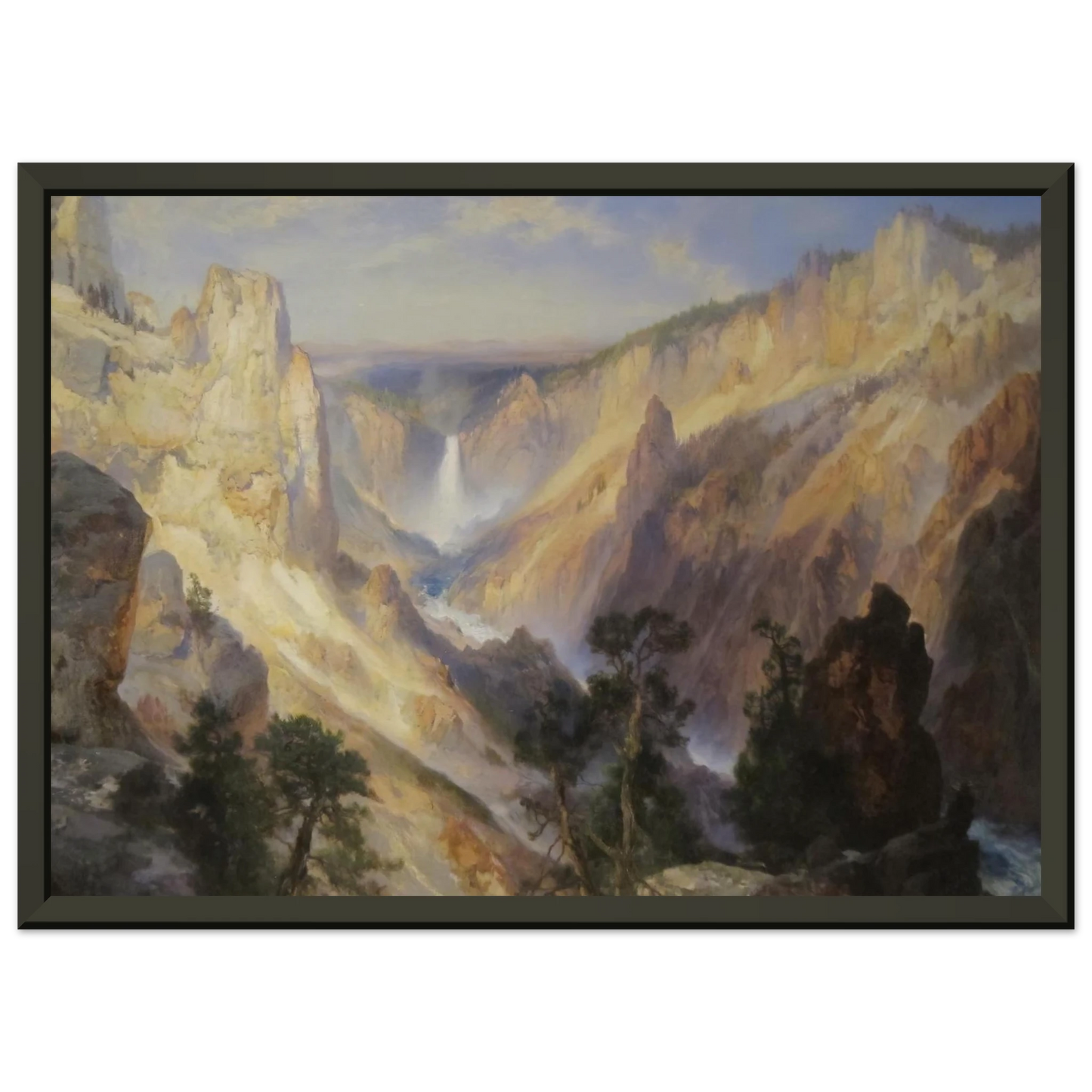 Thomas Moran Grand Canyon of the Yellowstone Wyoming Framed Art Print - Aluminum Frame - 70x100 cm / 28x40 inches