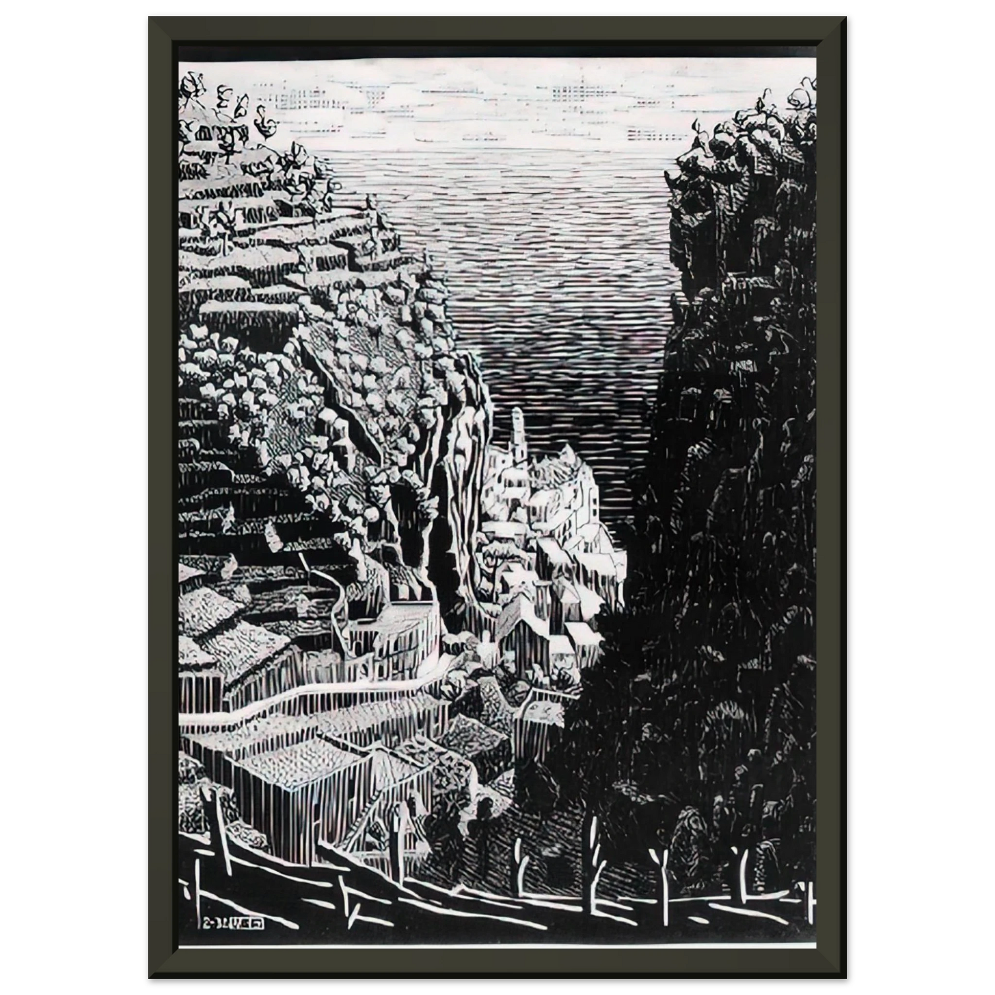MC Escher  ATRANI COAST OF AMALFI 1 Framed Art Print  - Aluminum Frame - 70x100 cm / 28x40 inches