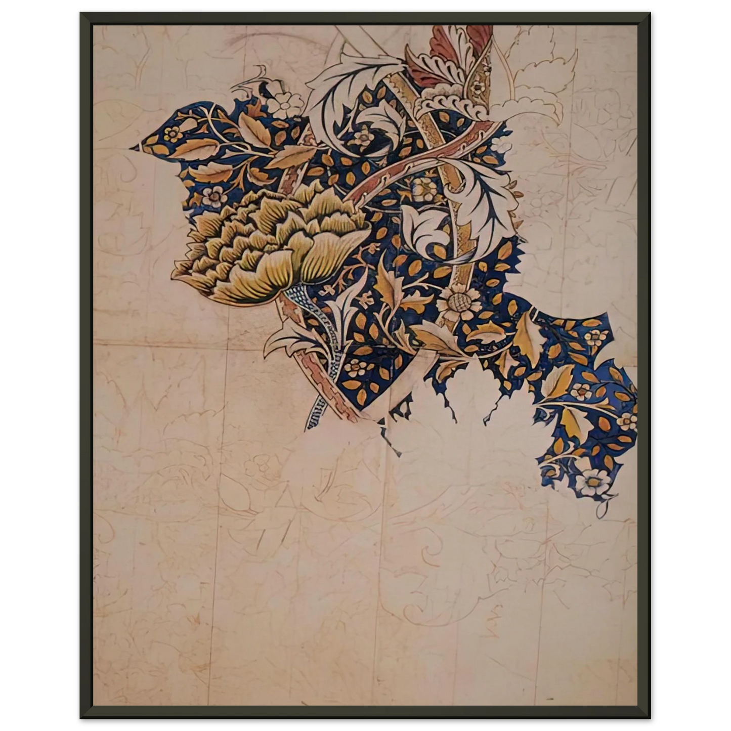 William Morris DESIGN FOR WINDRUSH PRINTED TEXTILE 1883 Framed Art Print - Aluminum Frame - 40x50 cm / 16x20 inches