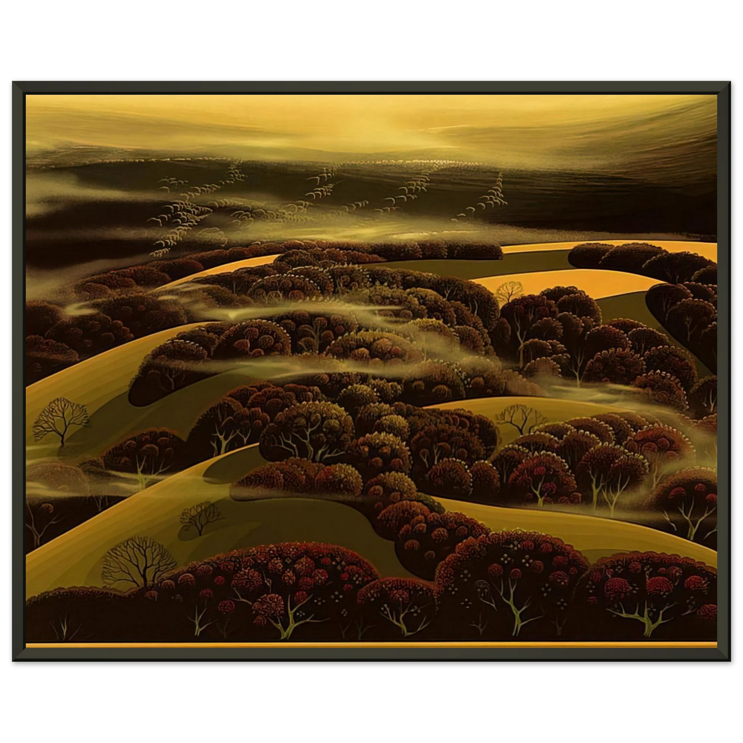 Eyvind Earle When the Fog Rolls In Framed Art Print - Aluminum Frame - 70x100 cm / 28x40 inches