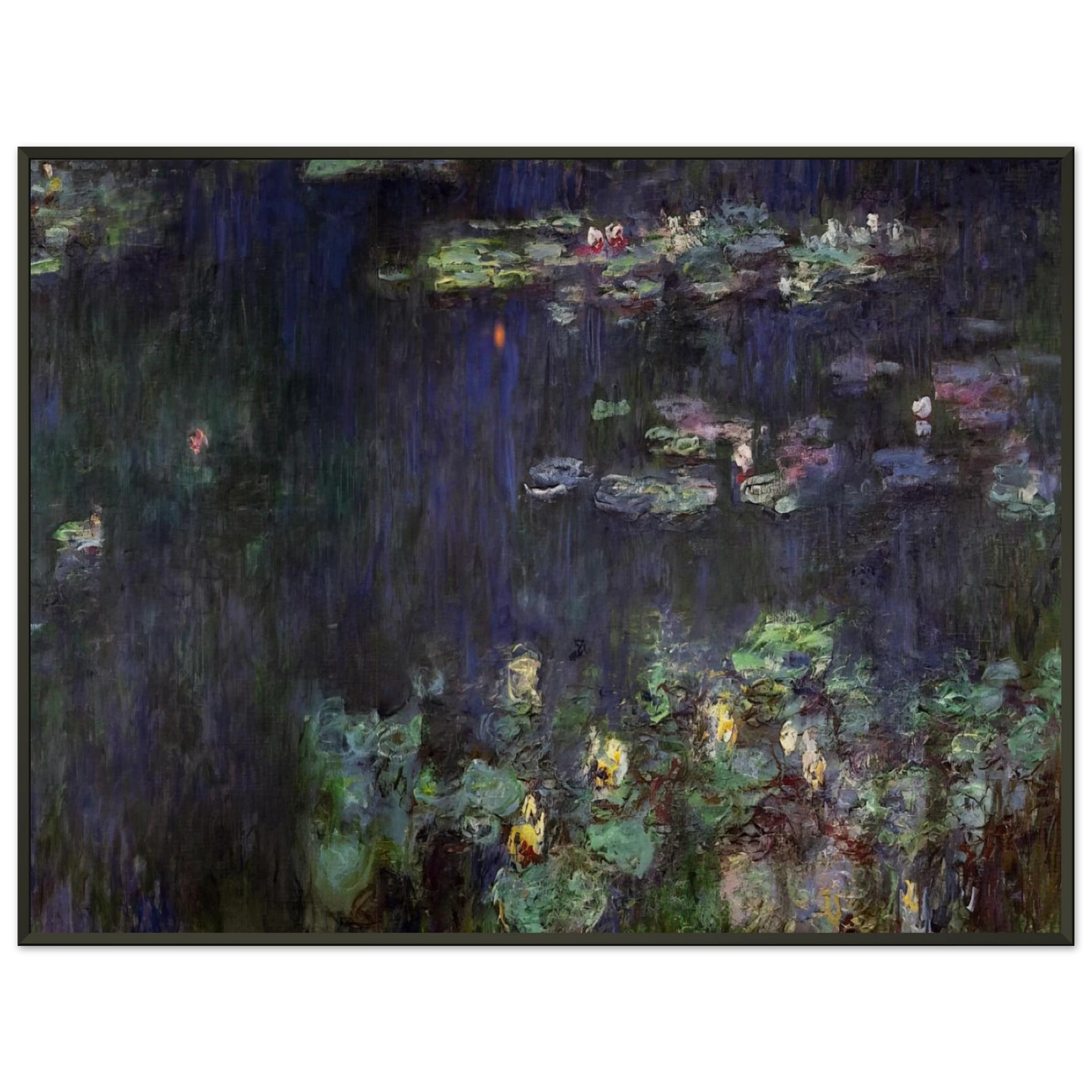 claude monet Water Lilies Green Reflection right half Framed Art Print - Aluminum Frame - 60x80 cm / 24x32 inches