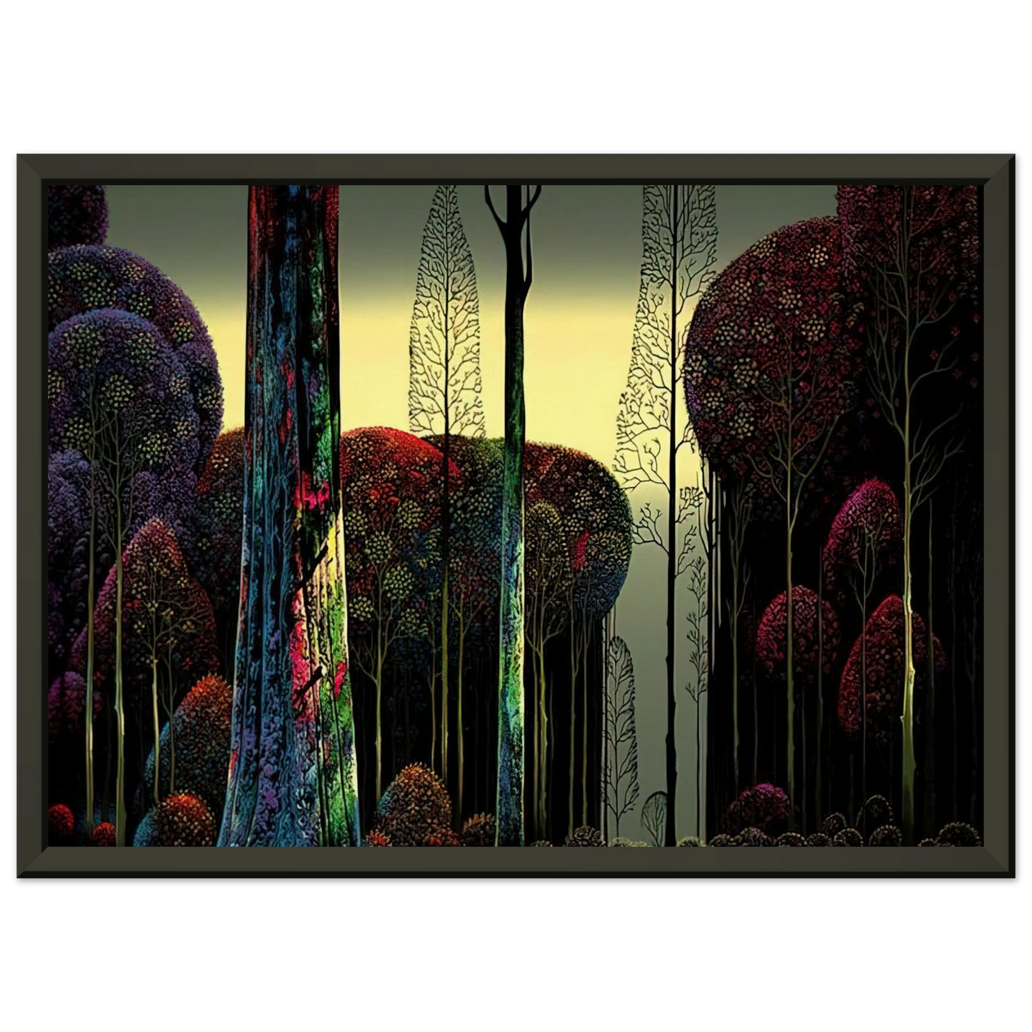 Eyvind Earle Gothic Forest Framed Art Print - Aluminum Frame - 60x80 cm / 24x32 inches