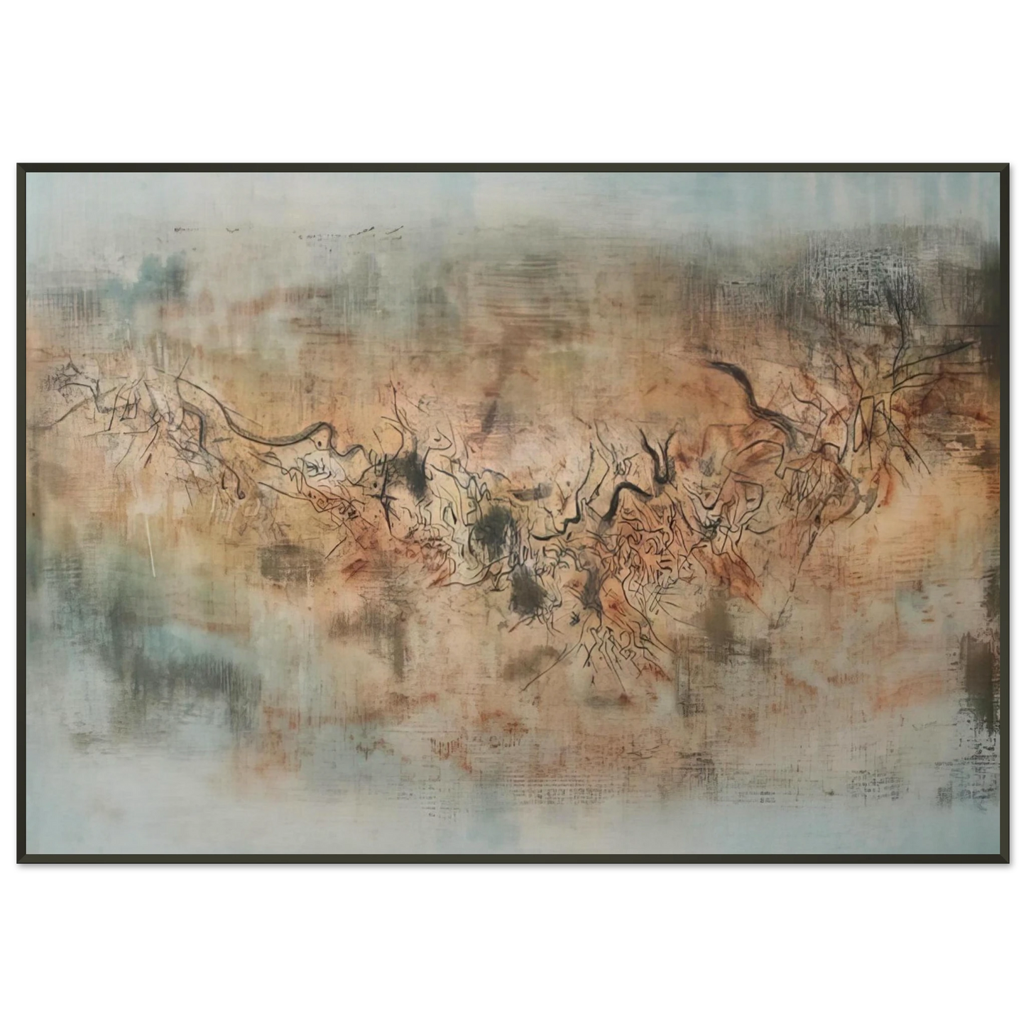 Zao WouKi VENT ET POUSSI RE 1957 Framed Art Print - Aluminum Frame - 21x29.7 cm / 8x12"