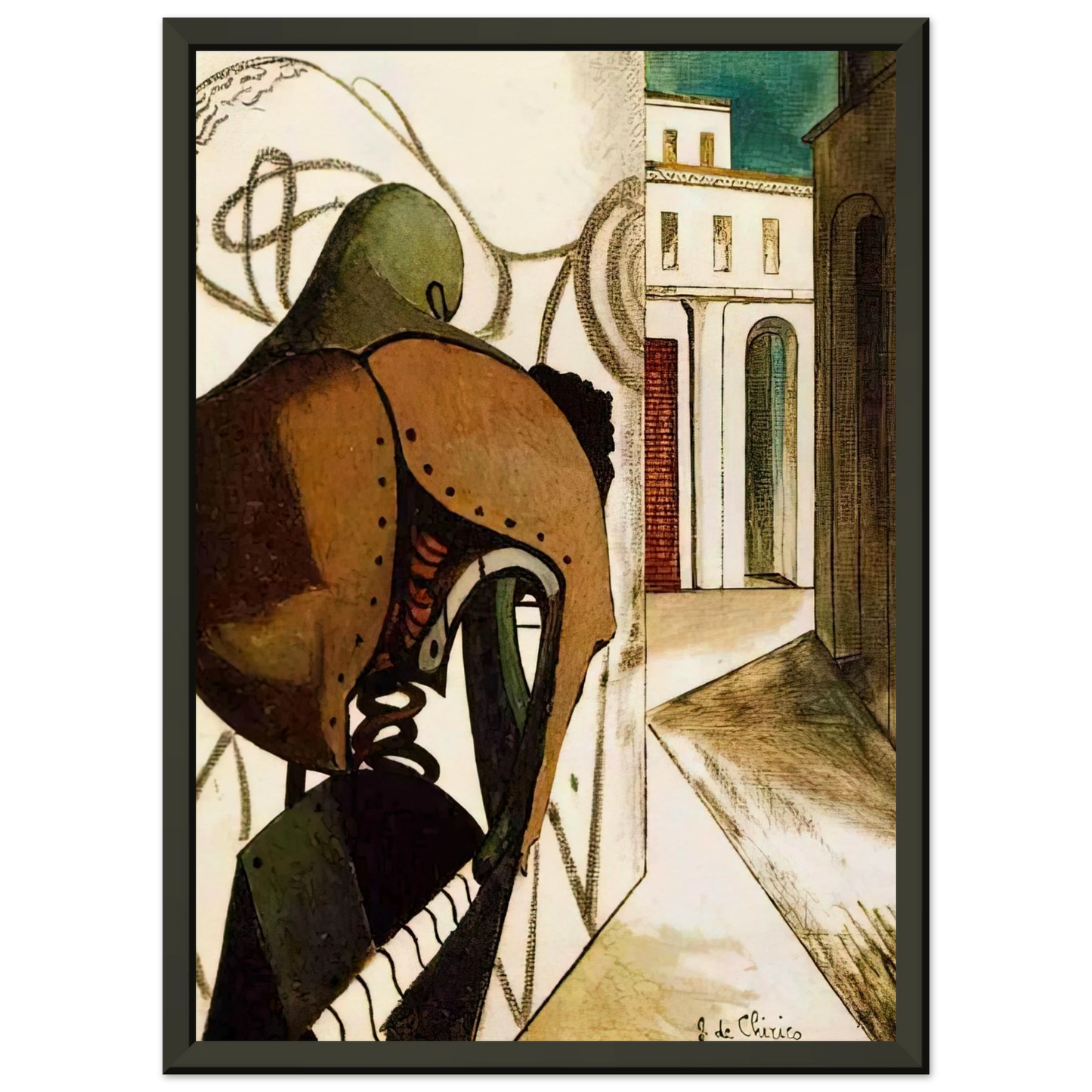 Giorgio de Chirico THE VEXATIONS OF THE THINKER 1915 Framed Art Print - Aluminum Frame - 70x100 cm / 28x40 inches