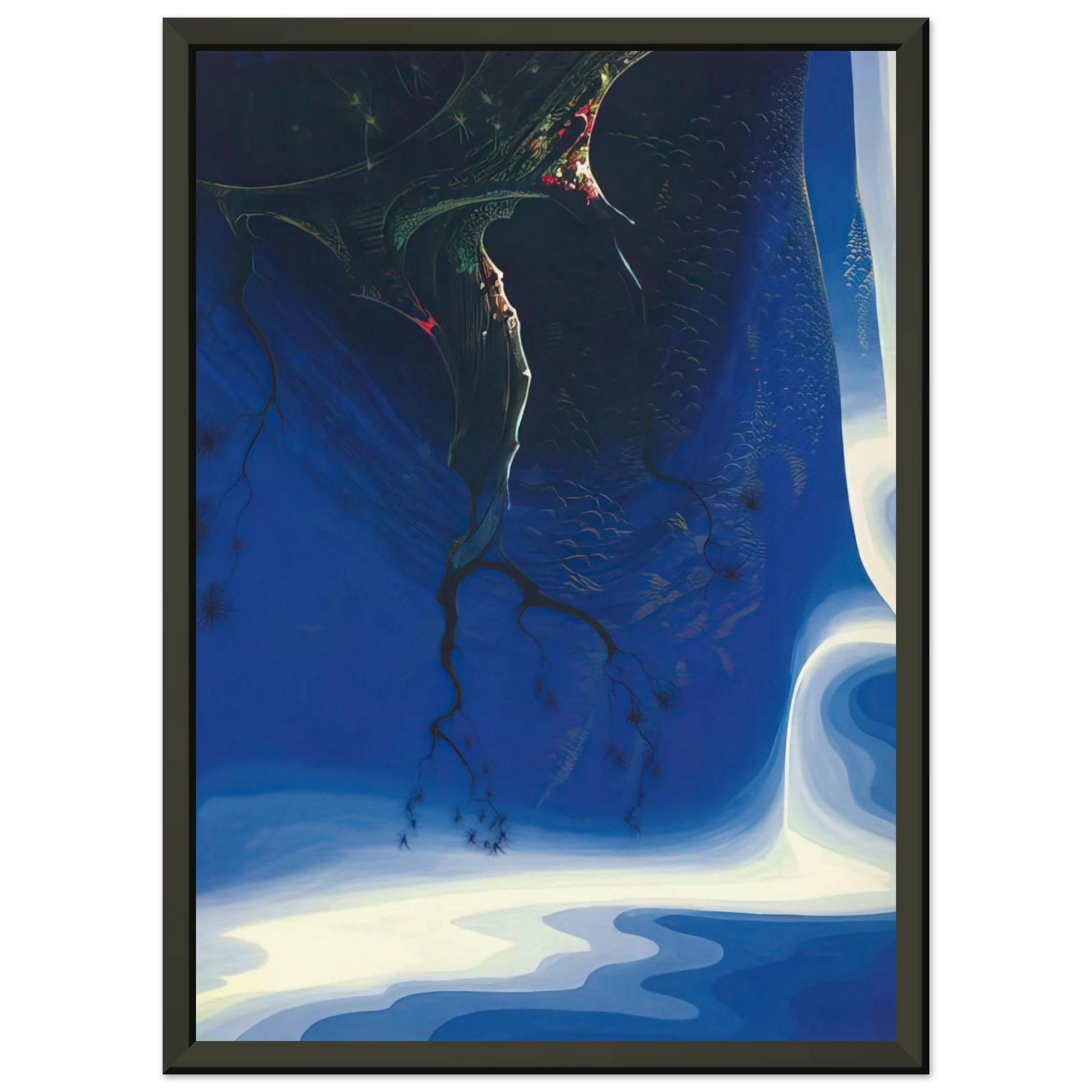 Eyvind Earle  Blue Purple Mist Framed Art Print  - Aluminum Frame - 40x50 cm / 16x20 inches