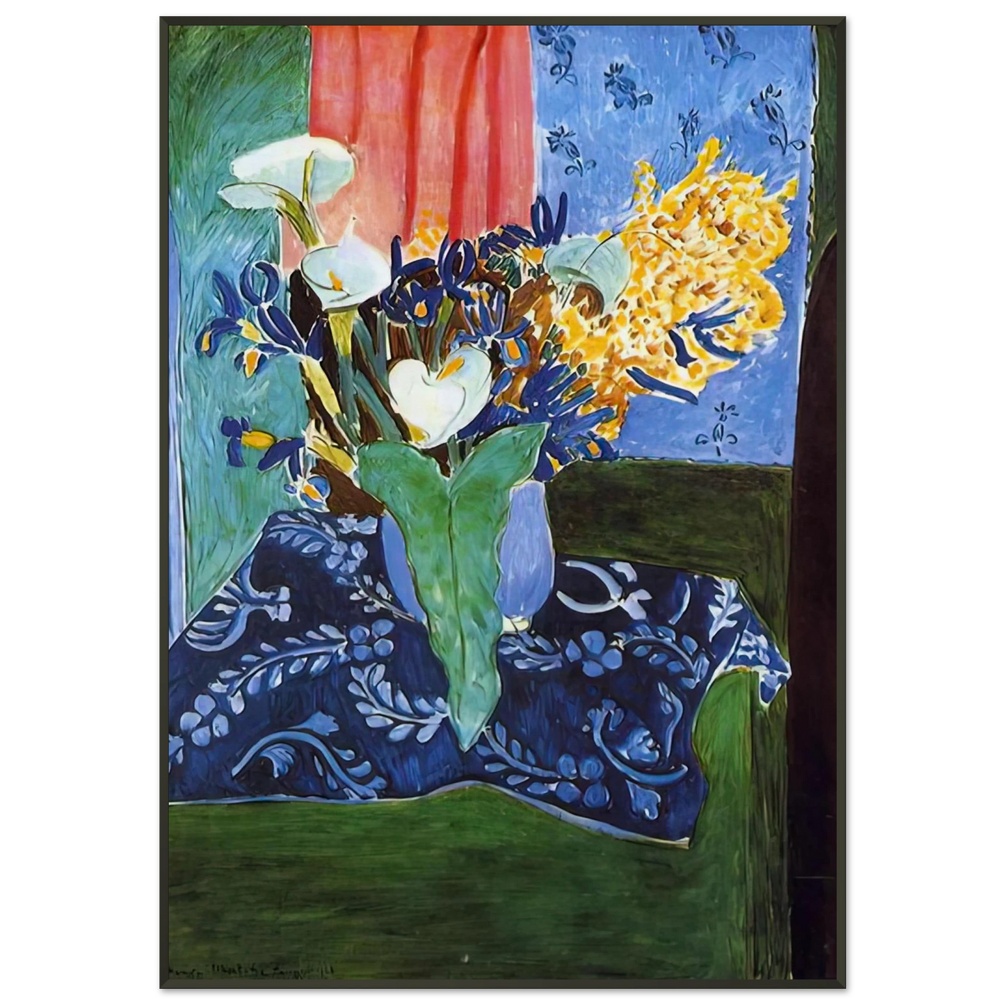 Henri Matisse CALLA LILIES IRISES AND MIMOSAS 1913 Framed Art Print - Aluminum Frame - 21x29.7 cm / 8x12"