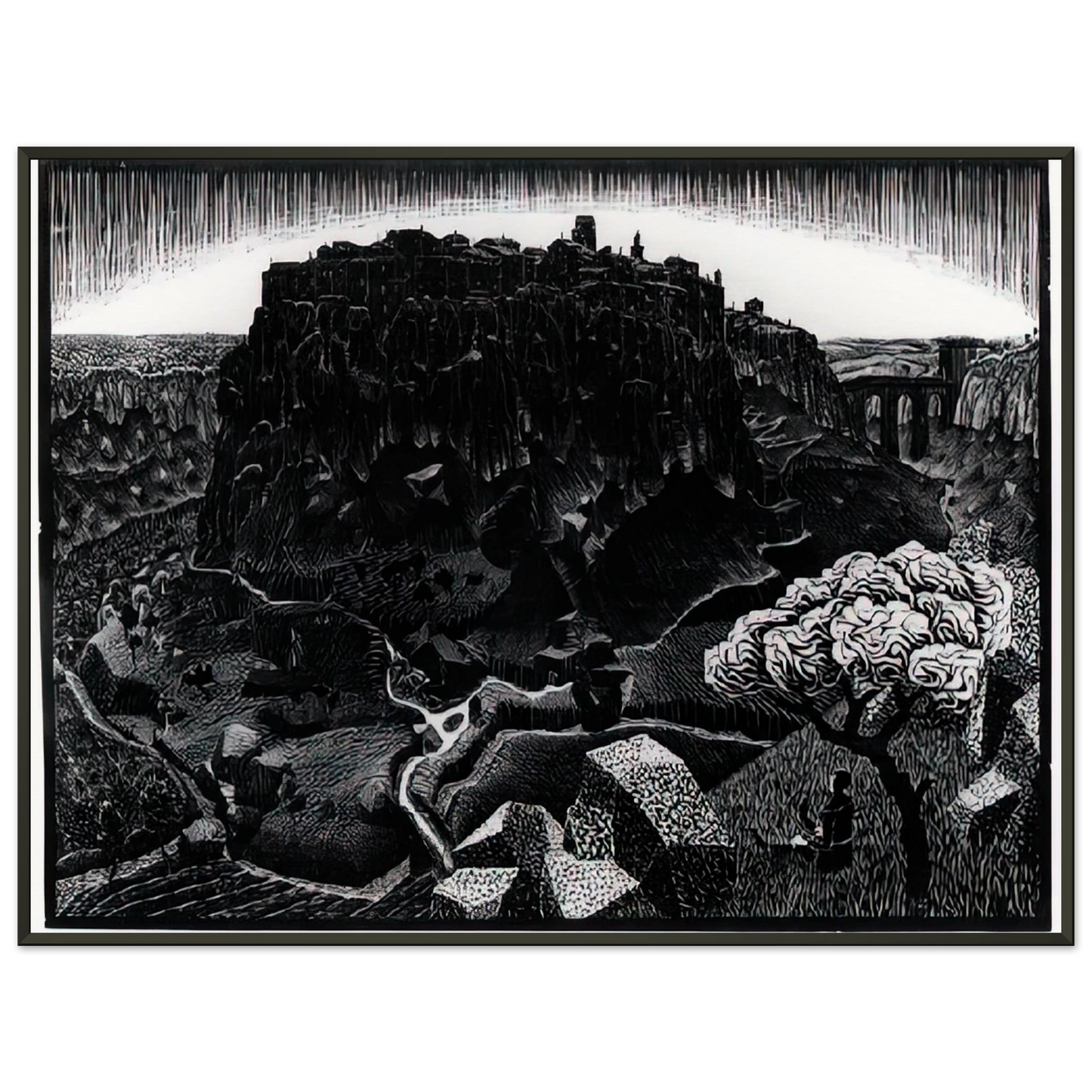 MC Escher  VITORCHIANO NEL CIMINO Framed Art Print  - Aluminum Frame - 40x50 cm / 16x20 inches