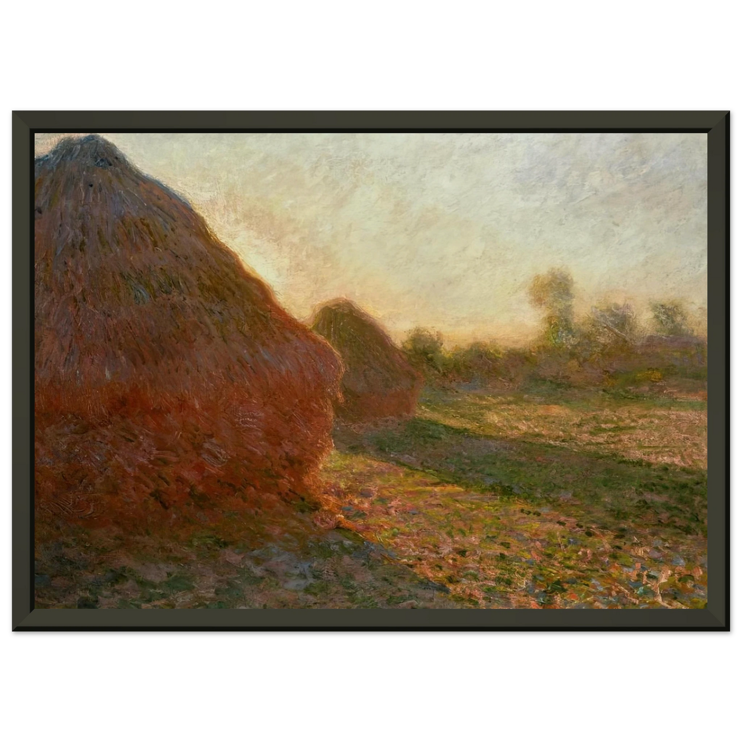 claude monet  Haystacks Last Sunrays Framed Art Print  - Aluminum Frame - 60x80 cm / 24x32 inches