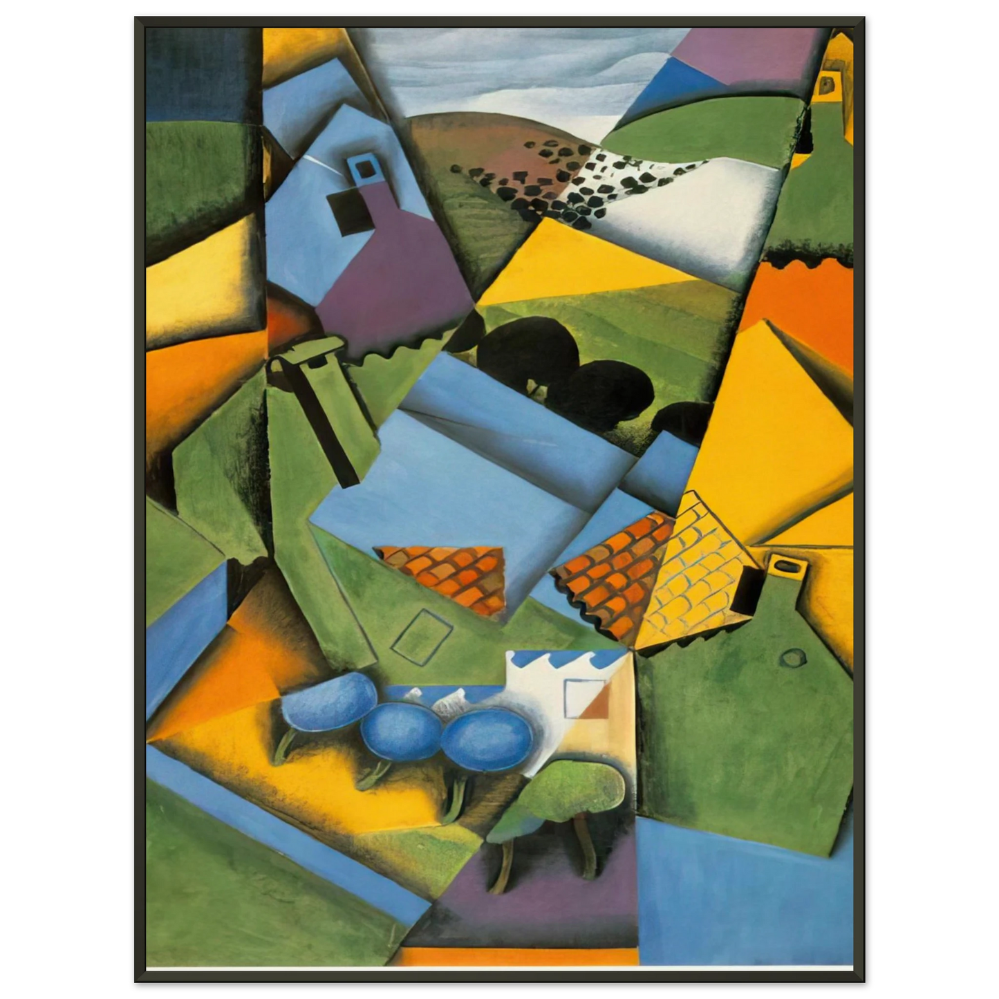 Juan Gris  LANDSCAPE WITH HOUSE AT CERET 1913 Framed Art Print  - Aluminum Frame - 40x50 cm / 16x20 inches