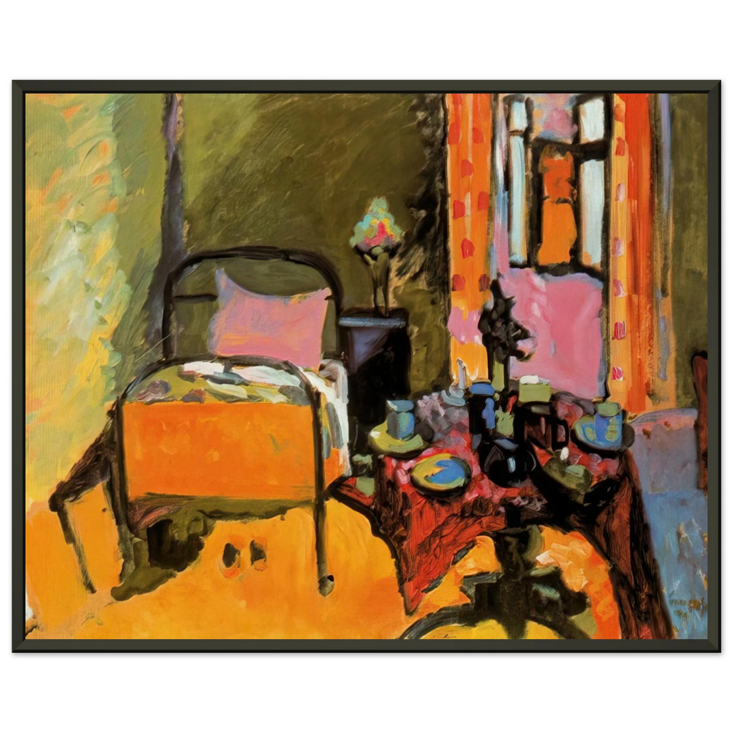Wassily Kandinsky  BEDROOM IN AINTMILLERSTRASSE 1909 Framed Art Print  - Aluminum Frame - 40x50 cm / 16x20 inches