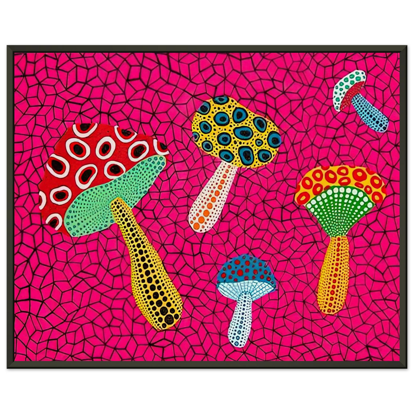 Yayoi Kusama MUSHROOMS 1995 Framed Art Print - Aluminum Frame - 60x80 cm / 24x32 inches