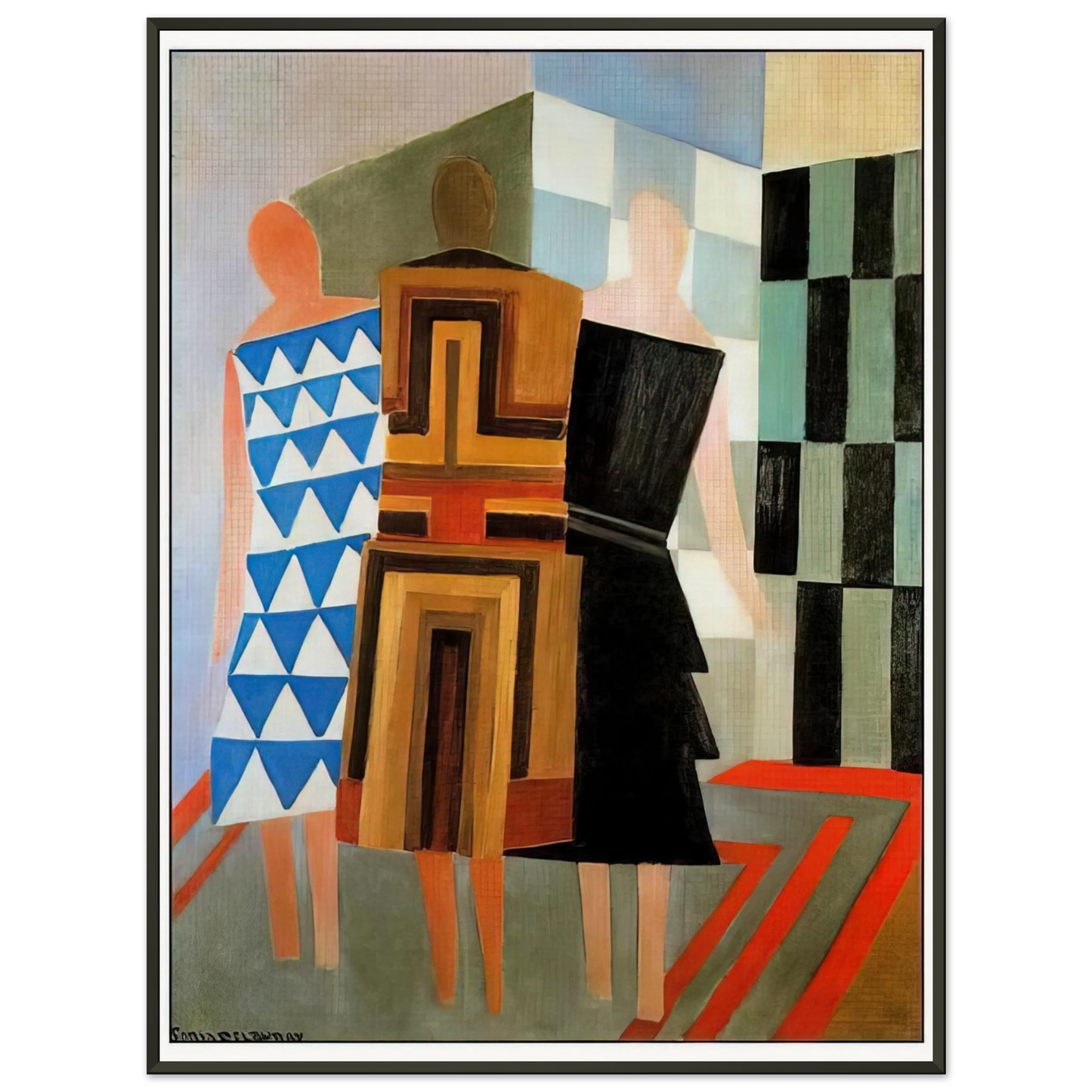 Sonia Delaunay THREE WOMEN DRESSED SIMULTANEOUSLY Framed Art Print - Aluminum Frame - 70x100 cm / 28x40 inches