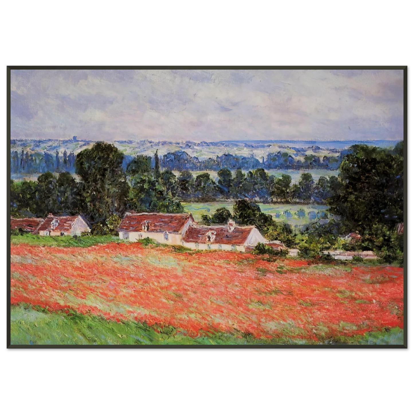 claude monet  Poppy Field at Giverny Framed Art Print  - Aluminum Frame - 21x29.7 cm / 8x12"