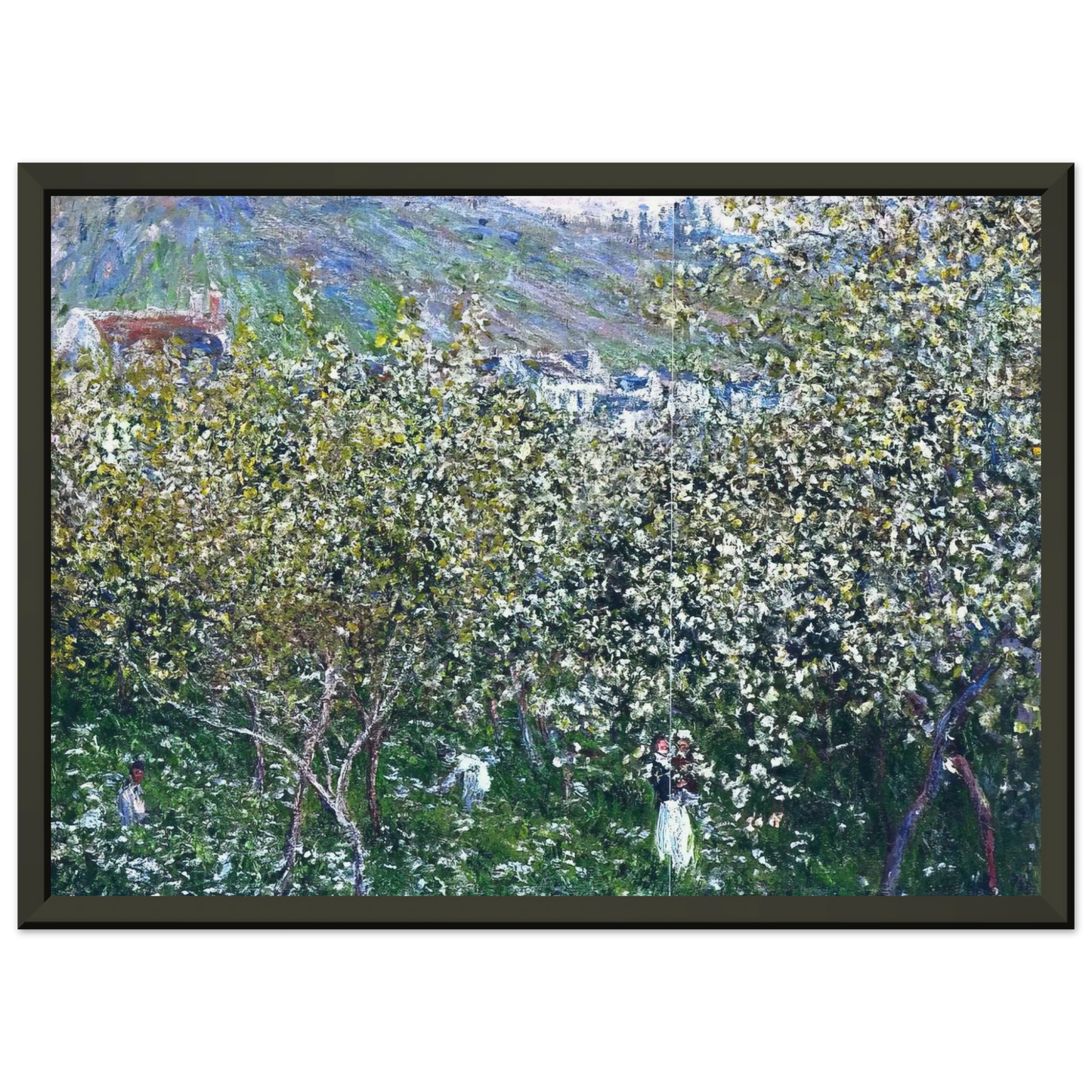 claude monet Vetheuil Flowering Plum Trees Framed Art Print - Aluminum Frame - 60x80 cm / 24x32 inches