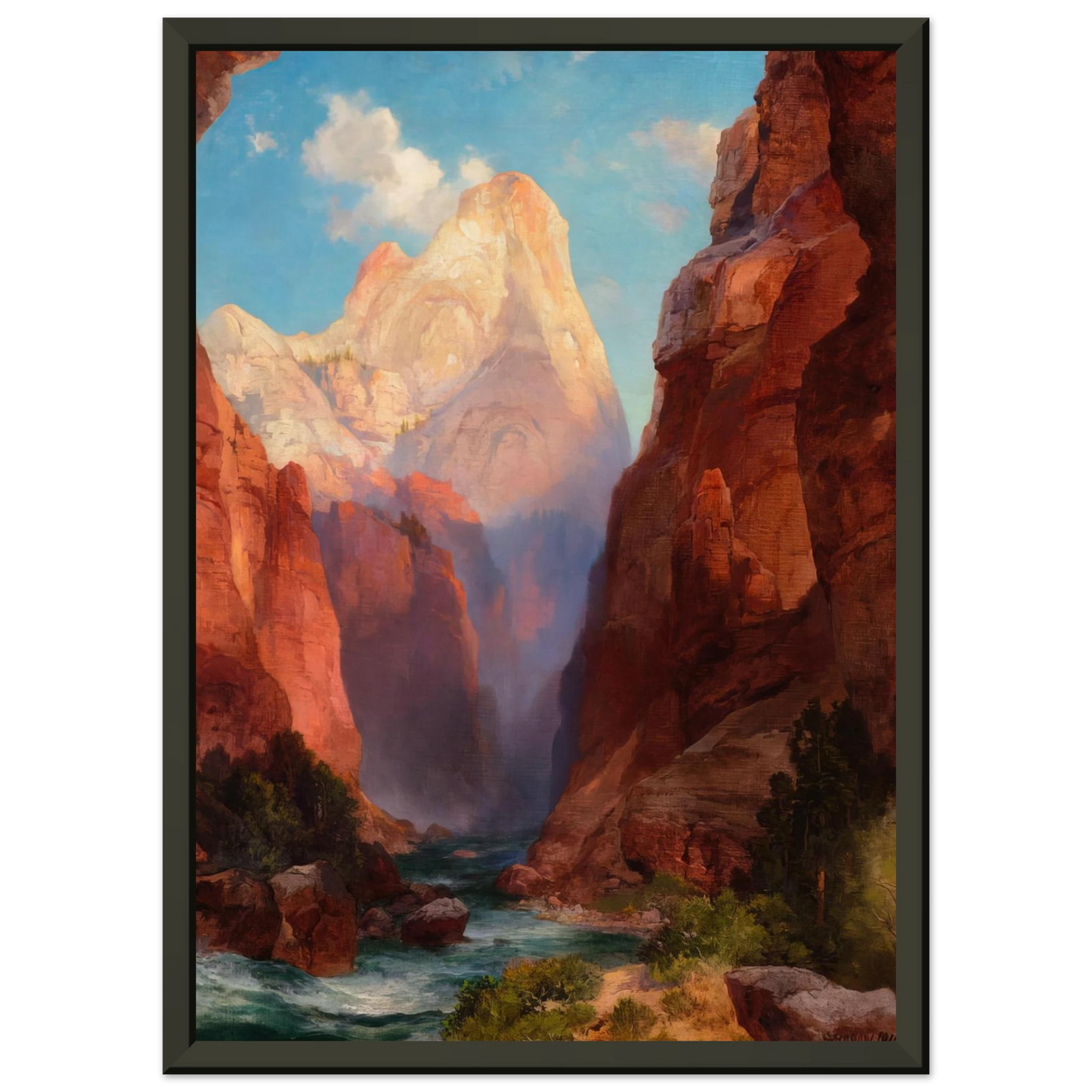Thomas Moran The Rio Virgin Southern Utah Framed Art Print - Aluminum Frame - 60x80 cm / 24x32 inches