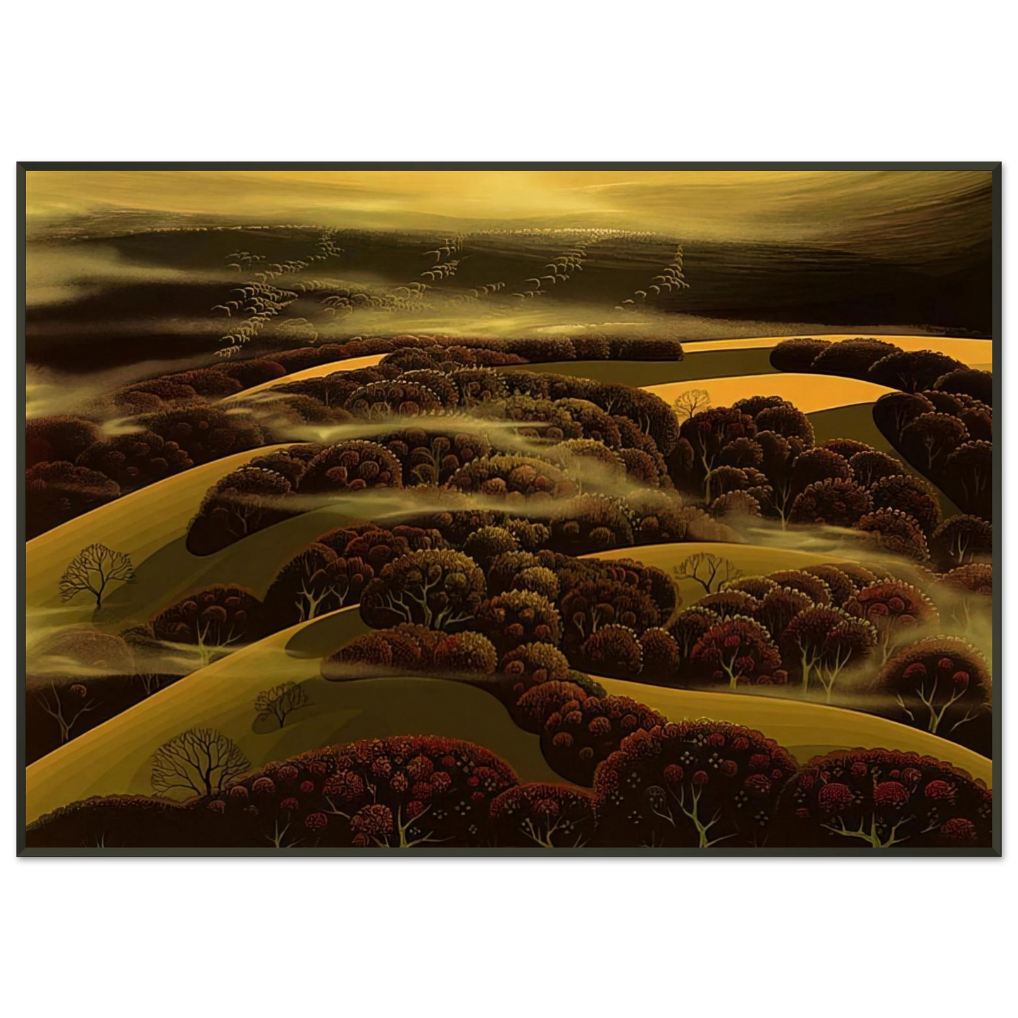 Eyvind Earle When the Fog Rolls In Framed Art Print - Aluminum Frame - 21x29.7 cm / 8x12"