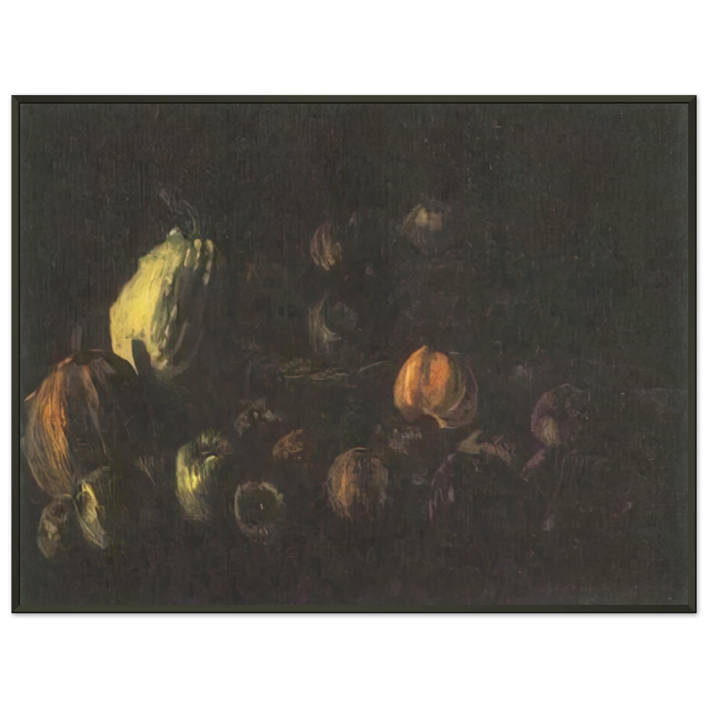 Vincent van Gogh  Still life with a basket of apples and two pumpkins Framed Art Print  - Aluminum Frame - 70x100 cm / 28x40 inches