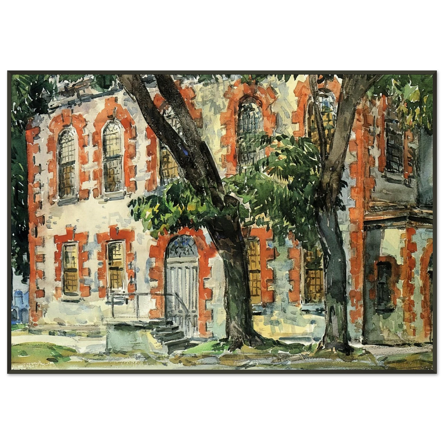 Childe Hassam Old Dutch Building Fishkill New York Framed Art Print - Aluminum Frame - 21x29.7 cm / 8x12"
