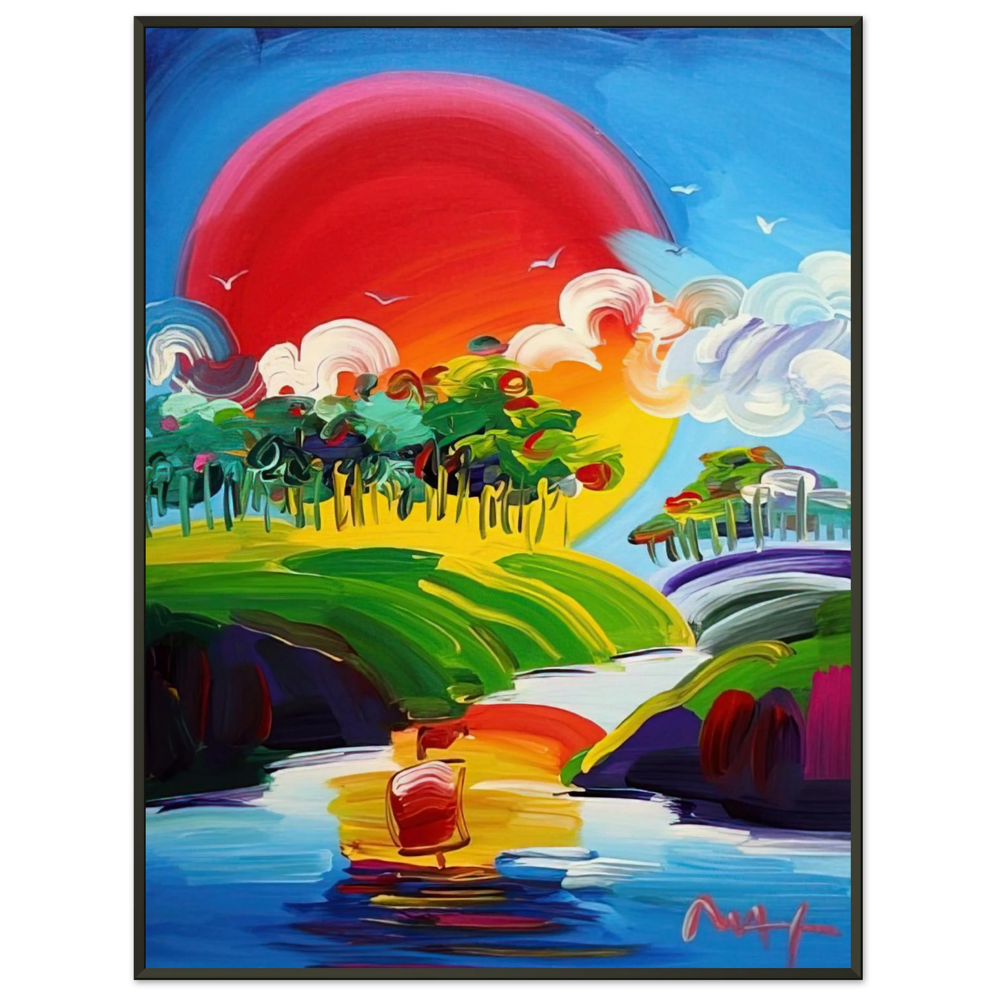 Peter Max WITHOUT BORDERS 2011 Framed Art Print - Aluminum Frame - 70x100 cm / 28x40 inches
