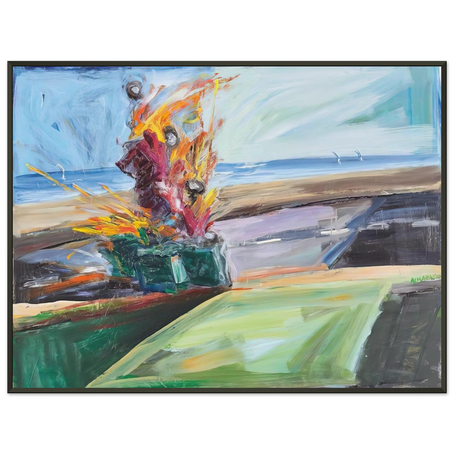 Carlos Almaraz Untitled Car Crash 1987 Framed Art Print - Aluminum Frame - 70x100 cm / 28x40 inches