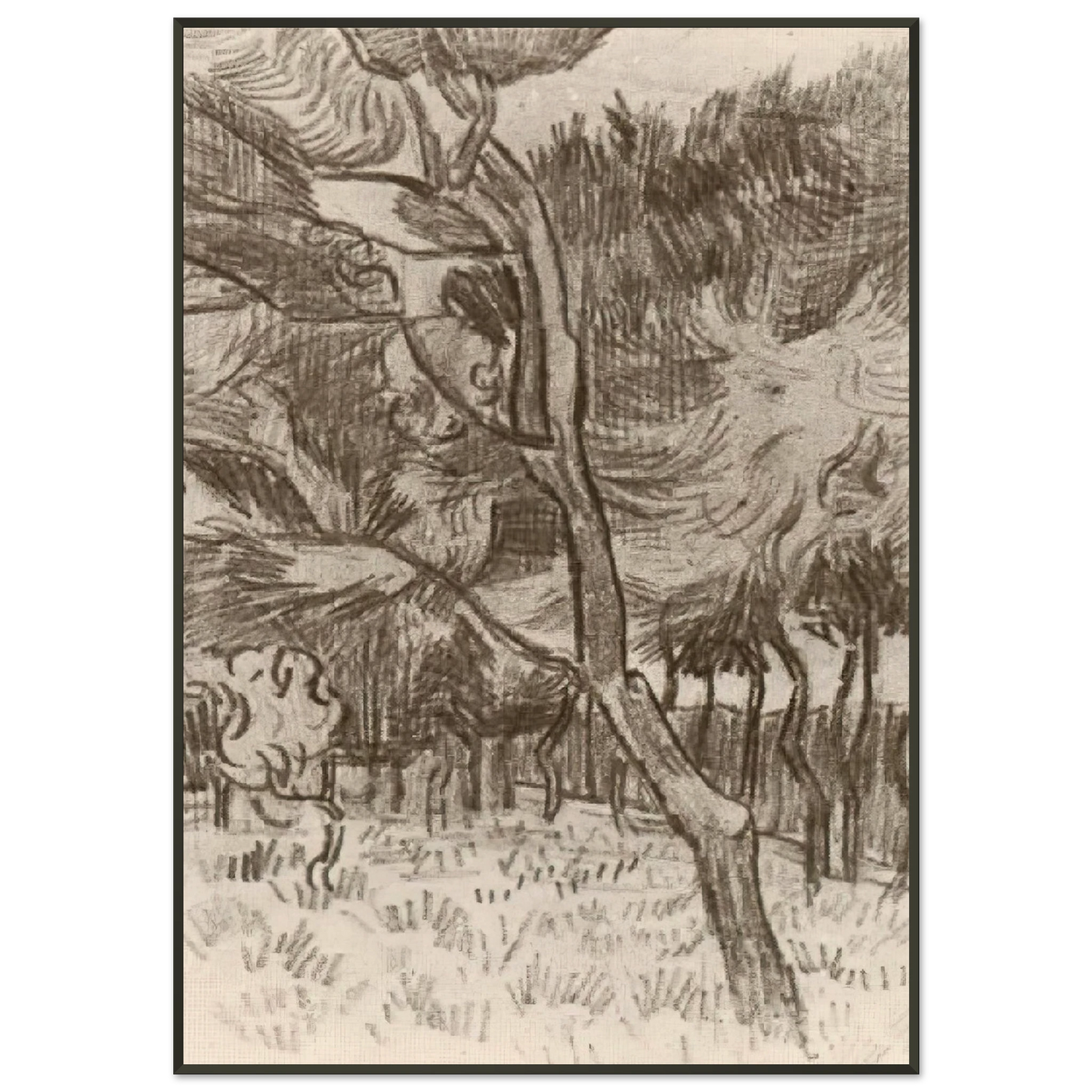 Vincent van Gogh  Pine Trees in the Garden of the Asylum Framed Art Print  - Aluminum Frame - 21x29.7 cm / 8x12"