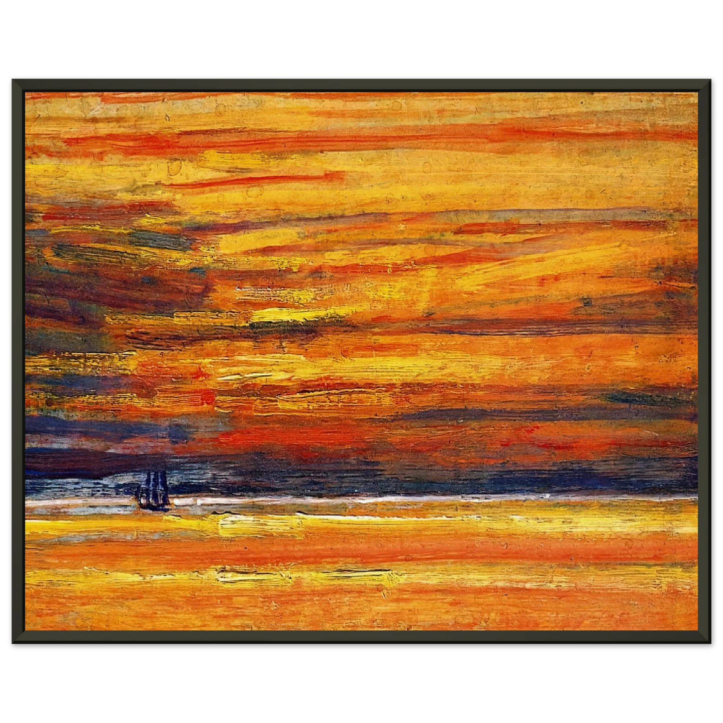Childe Hassam Sailing Vessel at Sea Sunset Framed Art Print - Aluminum Frame - 60x80 cm / 24x32 inches