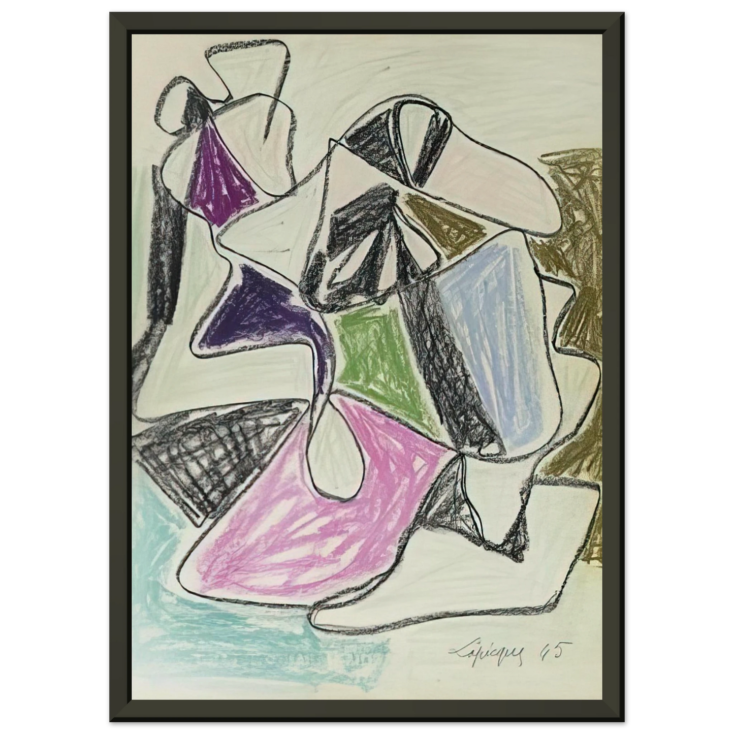 Charles Lapicque La Rencontre 1945 Framed Art Print - Aluminum Frame - 70x100 cm / 28x40 inches