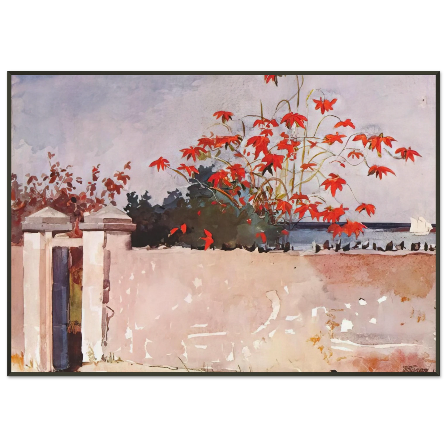 Winslow Homer A WALL NASSAU Framed Art Print - Aluminum Frame - 21x29.7 cm / 8x12"