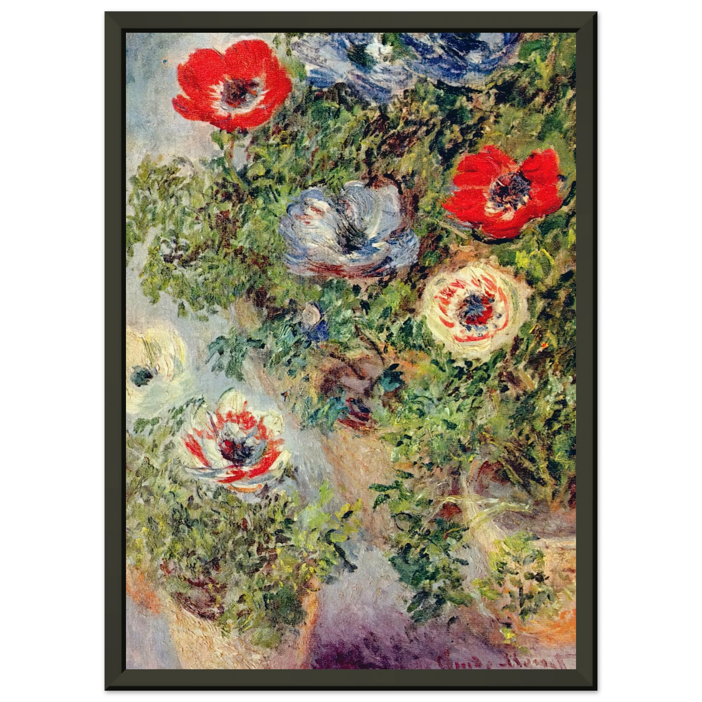 claude monet  Stilll Life with Anemones Framed Art Print  - Aluminum Frame - 60x80 cm / 24x32 inches