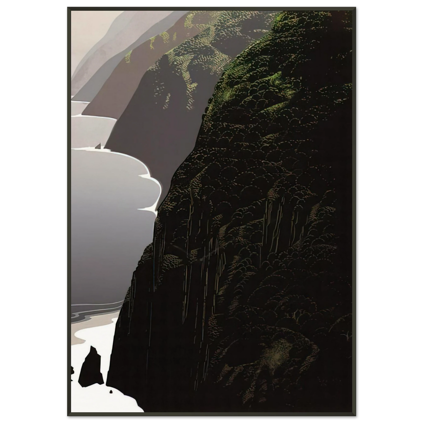 Eyvind Earle Big Sur Coastline Framed Art Print - Aluminum Frame - 21x29.7 cm / 8x12"