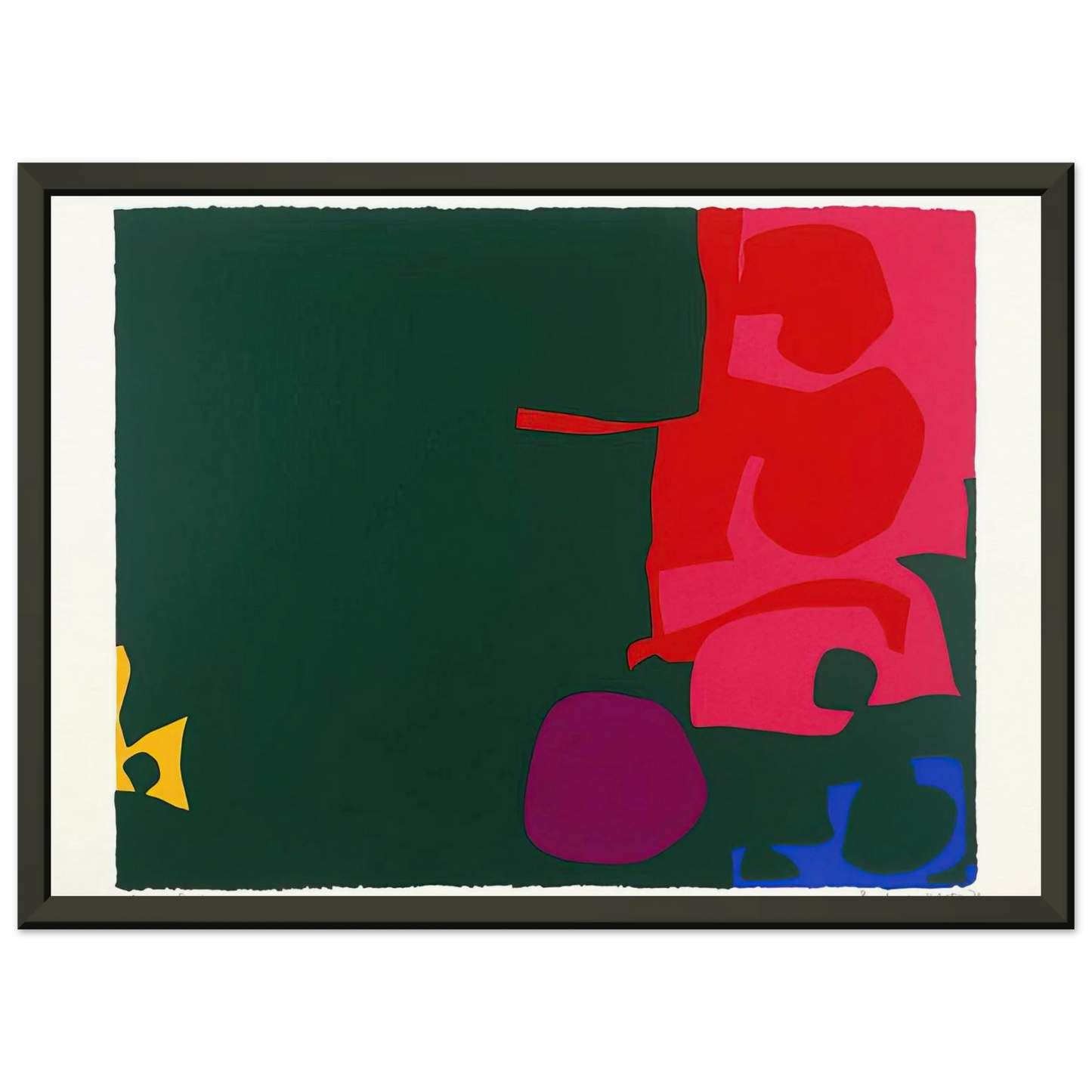 Patrick Heron Interlocking Scarlet and Pink in Deep Green 1970 Framed Art Print - Aluminum Frame - 60x80 cm / 24x32 inches