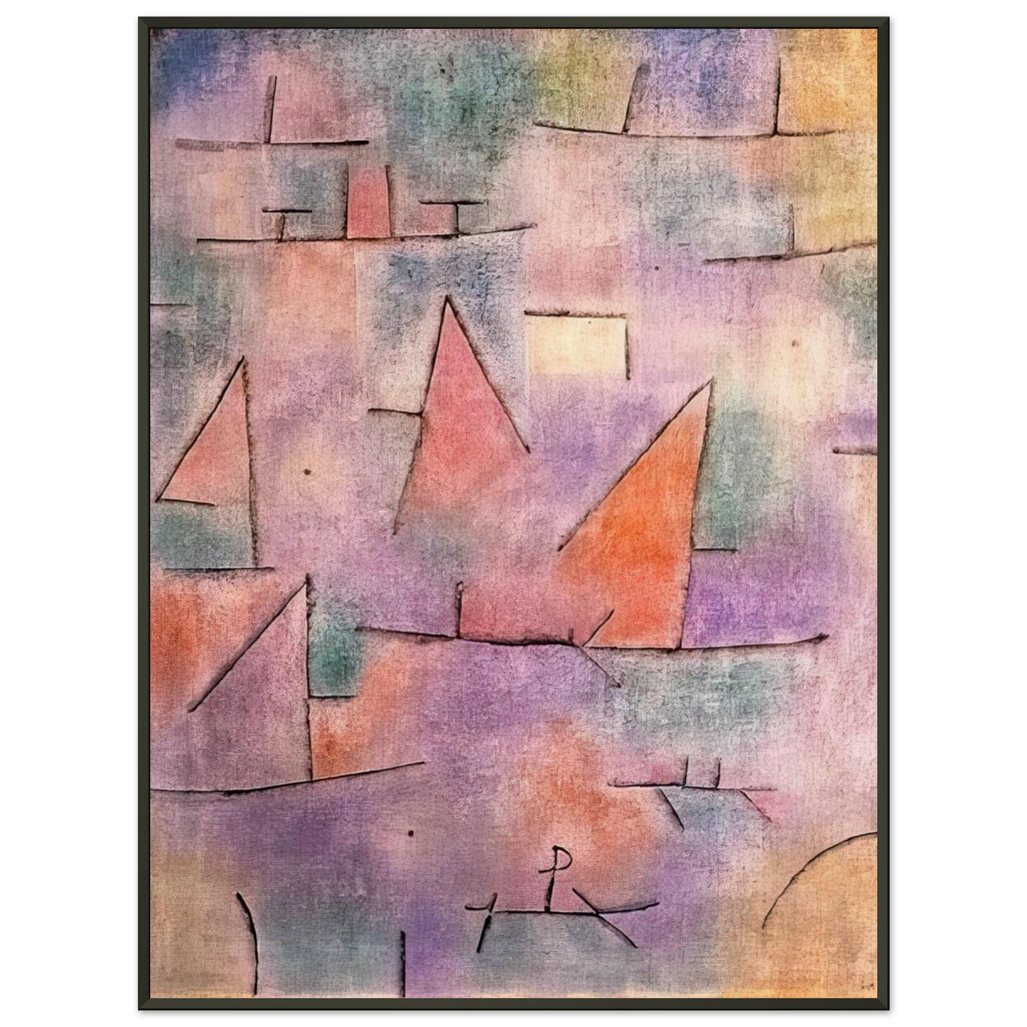 Paul Klee HARBOUR WITH SAILING SHIPS 1937 Framed Art Print - Aluminum Frame - 60x80 cm / 24x32 inches