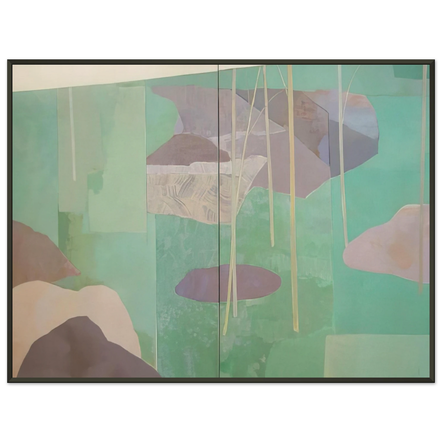 Kenzo Okada Young Bamboo Diptych Abstract Expressionism Framed Art Print - Aluminum Frame - 40x50 cm / 16x20 inches