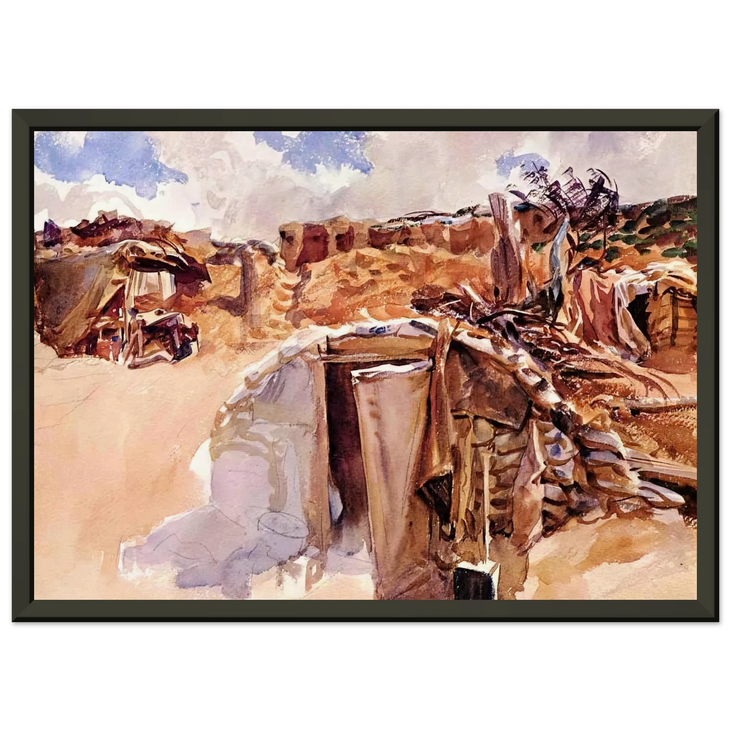 John Singer Sargent Dugout Framed Art Print - Aluminum Frame - 40x50 cm / 16x20 inches